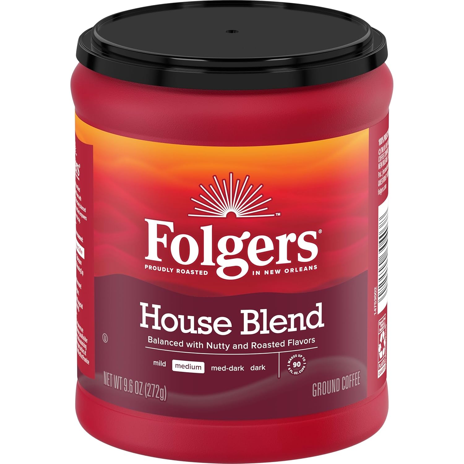 Folgers House Blend Medium Roast Ground Coffee, 9.6 Ounces (Pack of 6) - View 4
