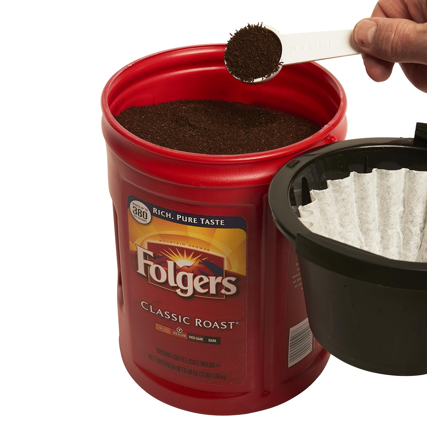 Folgers Classic Medium Roast Coffee, 5-Pack of 48 Ounce Cans - View 5