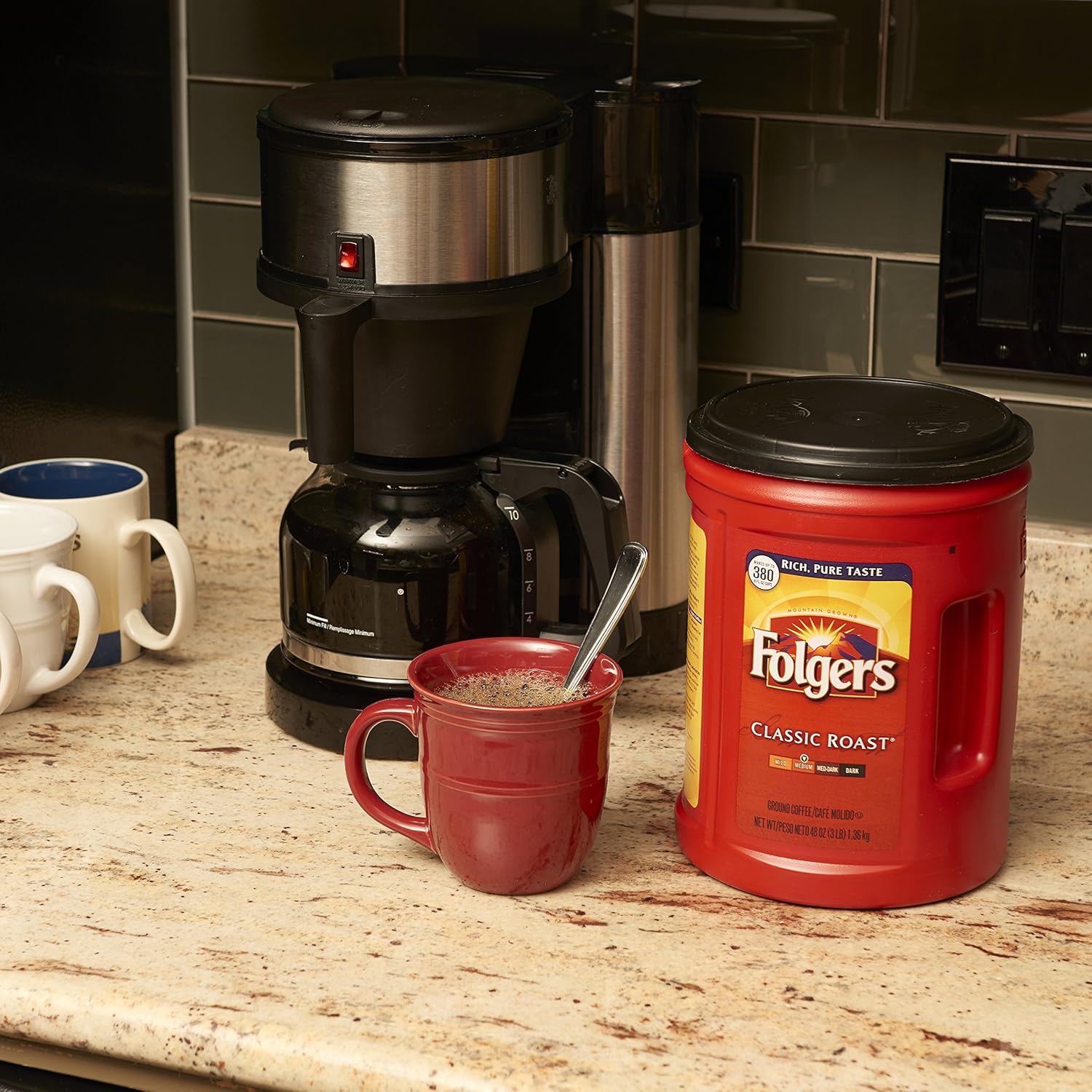 Folgers Classic Medium Roast Coffee, 5-Pack of 48 Ounce Cans - View 6