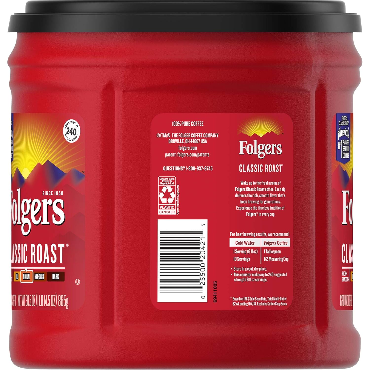 Folgers Classic Roast Coffee, 30.5-Oz Can - View 2