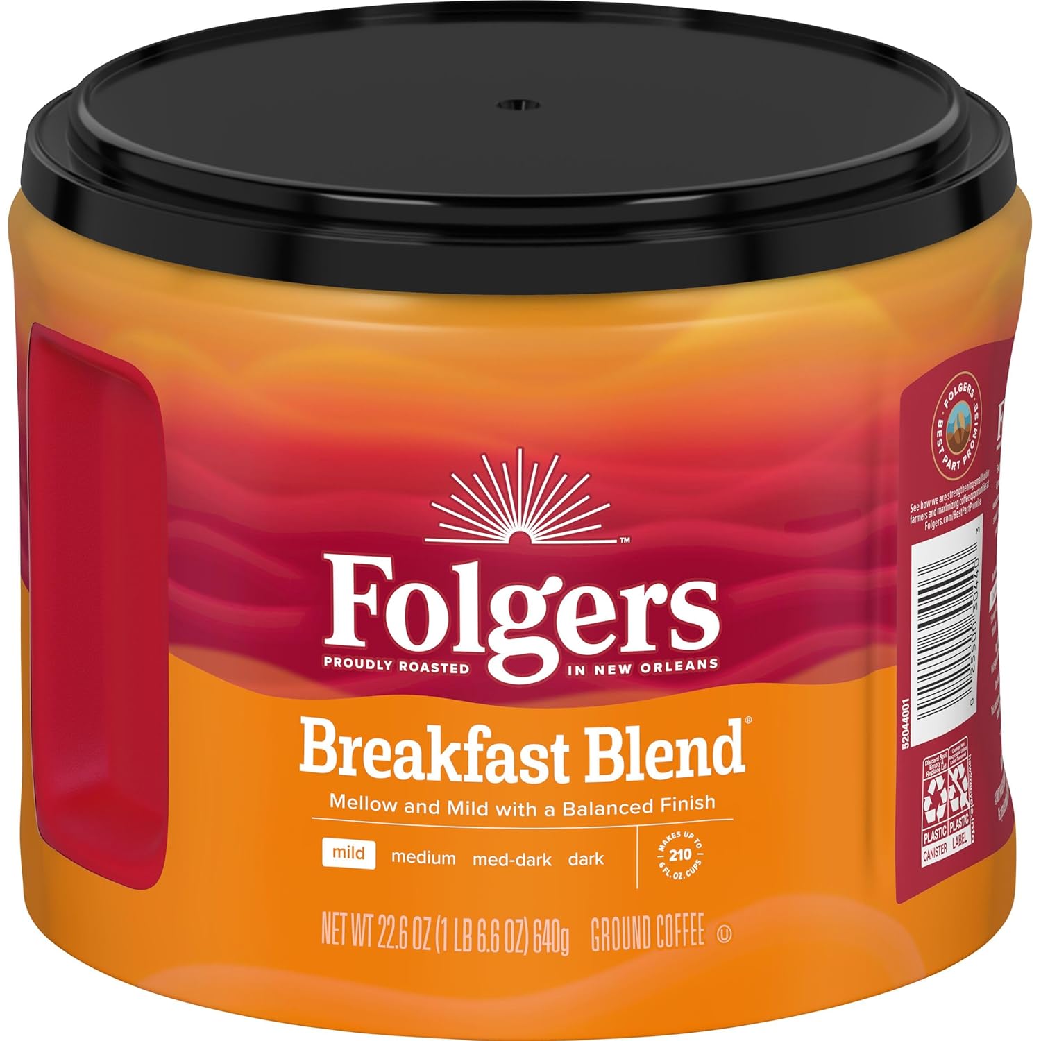 Folgers Breakfast Blend Mild Roast Ground Coffee, 22.6 Ounces (Pack of 6) - View 5