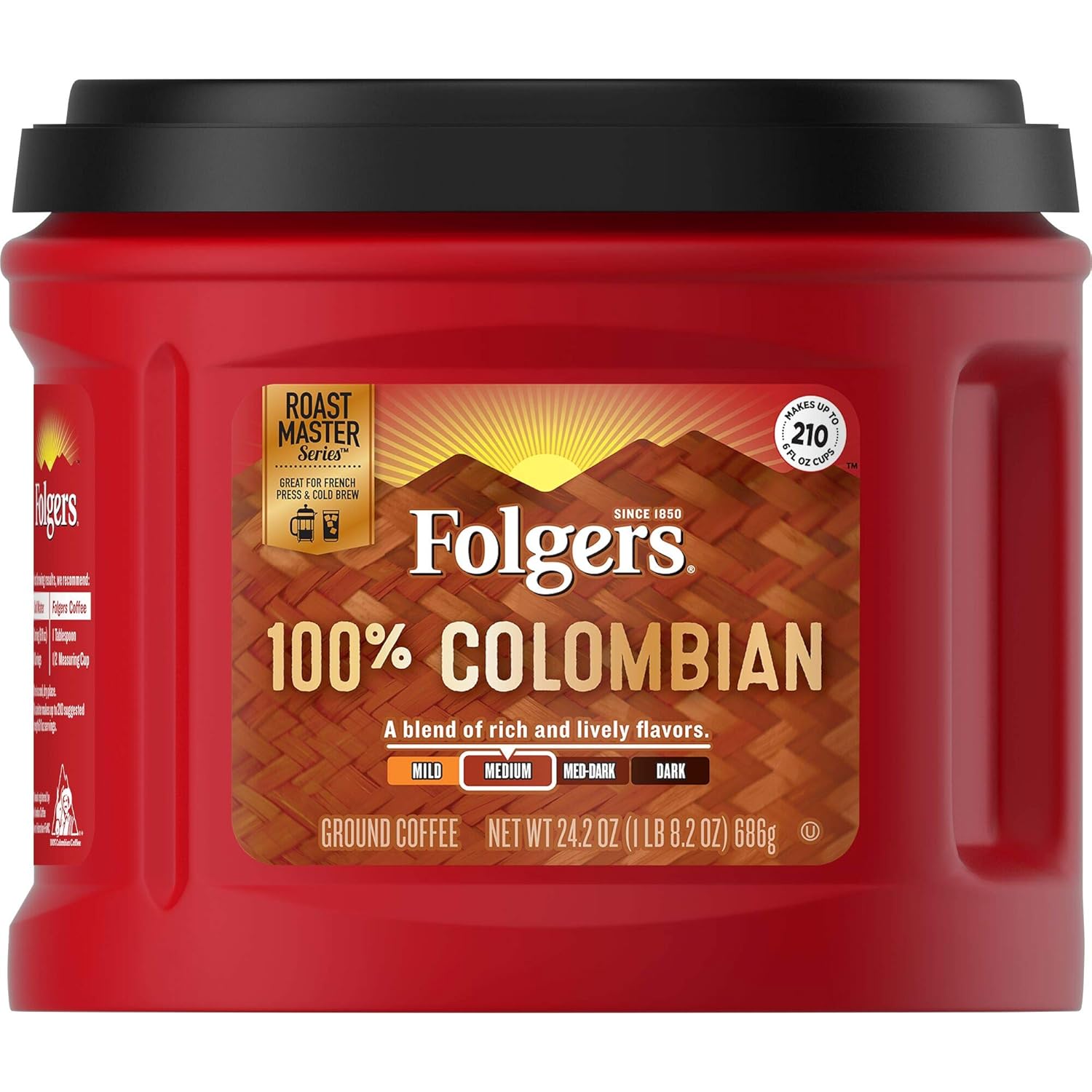 Folgers 100% Colombian Medium Roast Ground Coffee, 24.2 Ounces