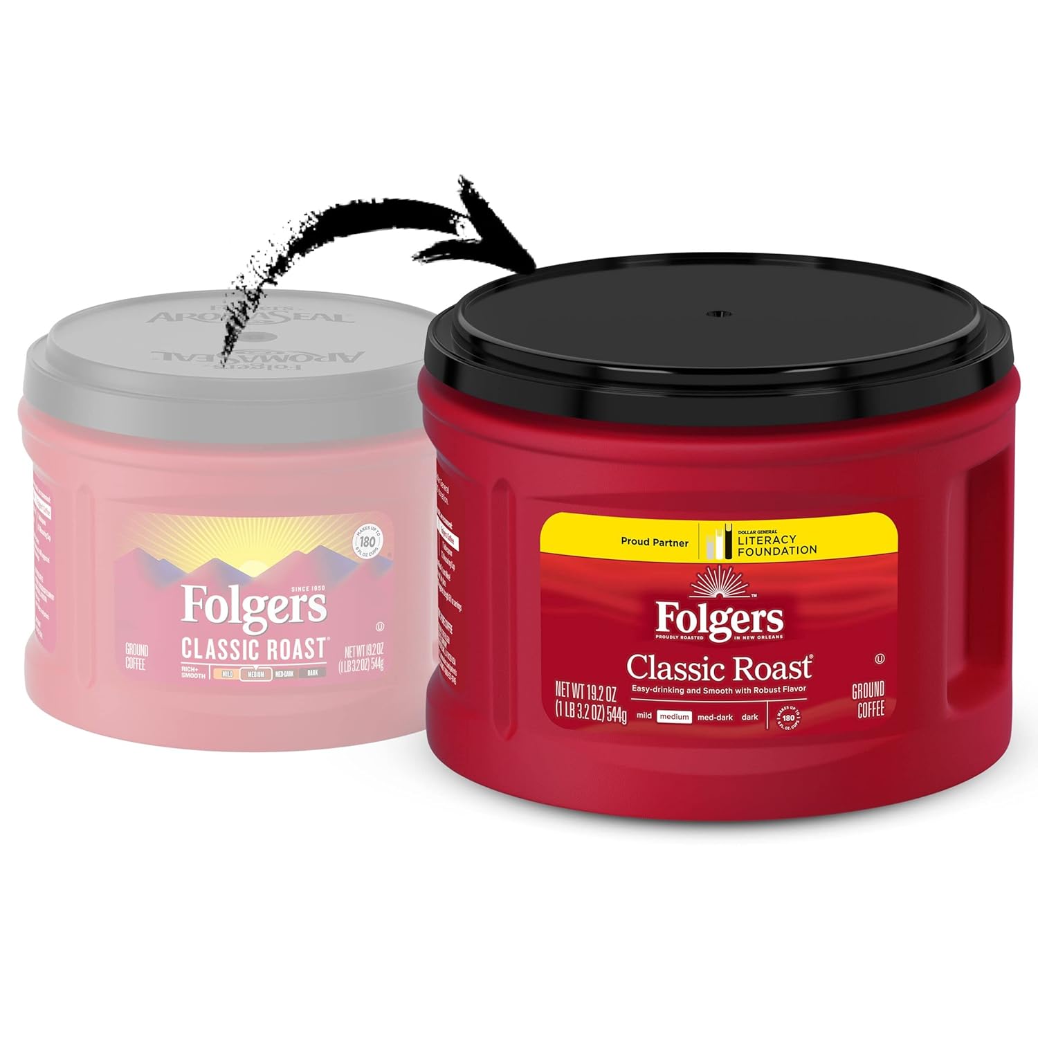 Folgers Classic Roast Ground Coffee, Medium Roast Coffee, 19.2 Ounce Canister - View 2