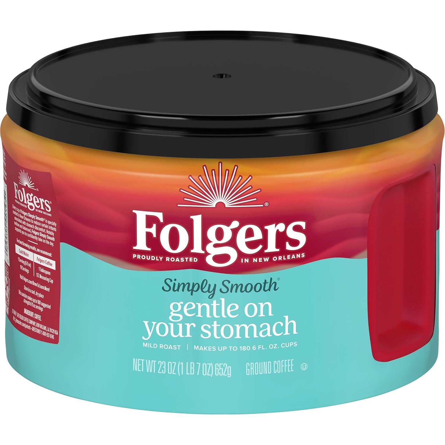 Folgers Simply Smooth Mild Roast Ground Coffee, 23 Ounce (Pack of 6), Gentle on