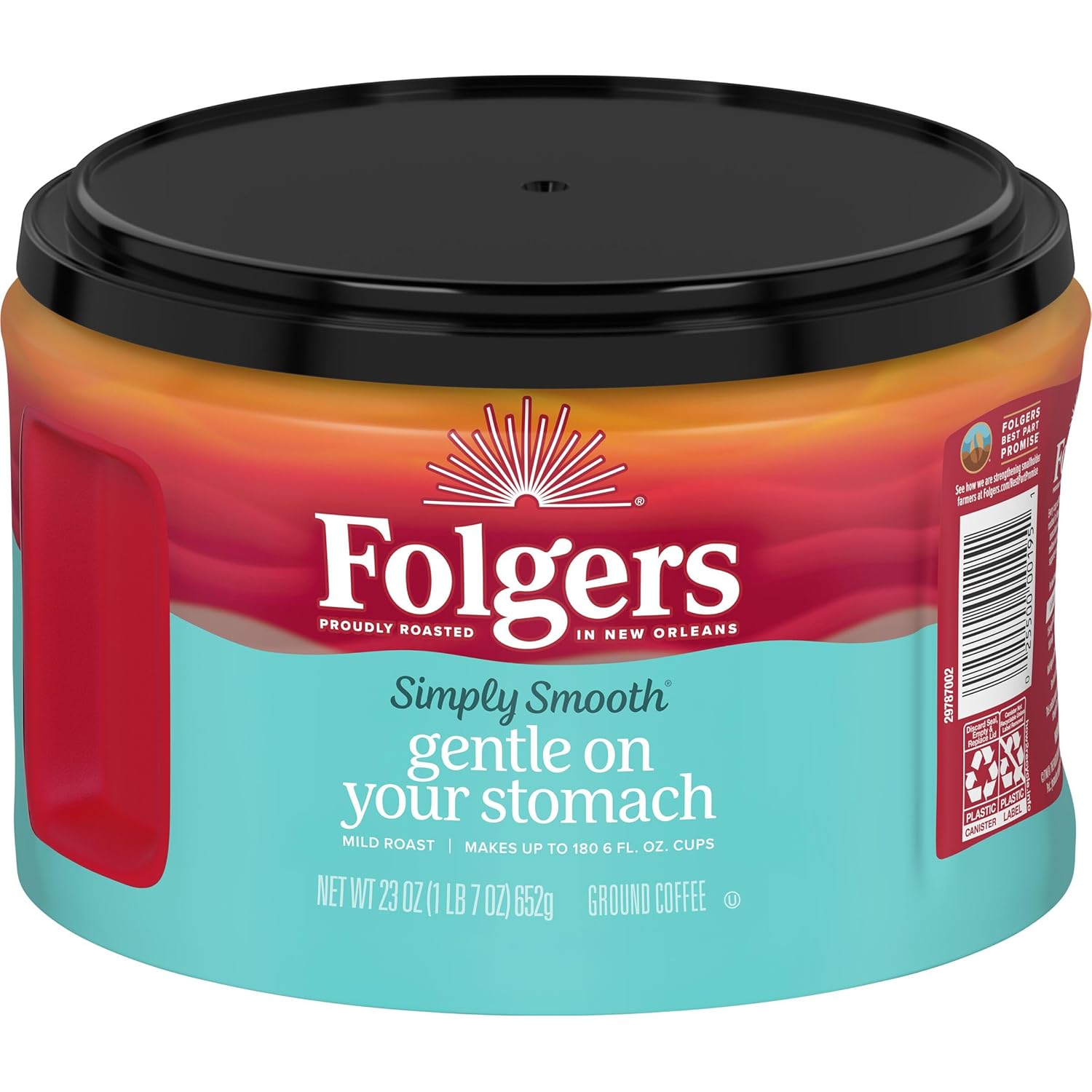 Folgers Simply Smooth Mild Roast Ground Coffee, 23 Ounce (Pack of 6), Gentle on - View 2