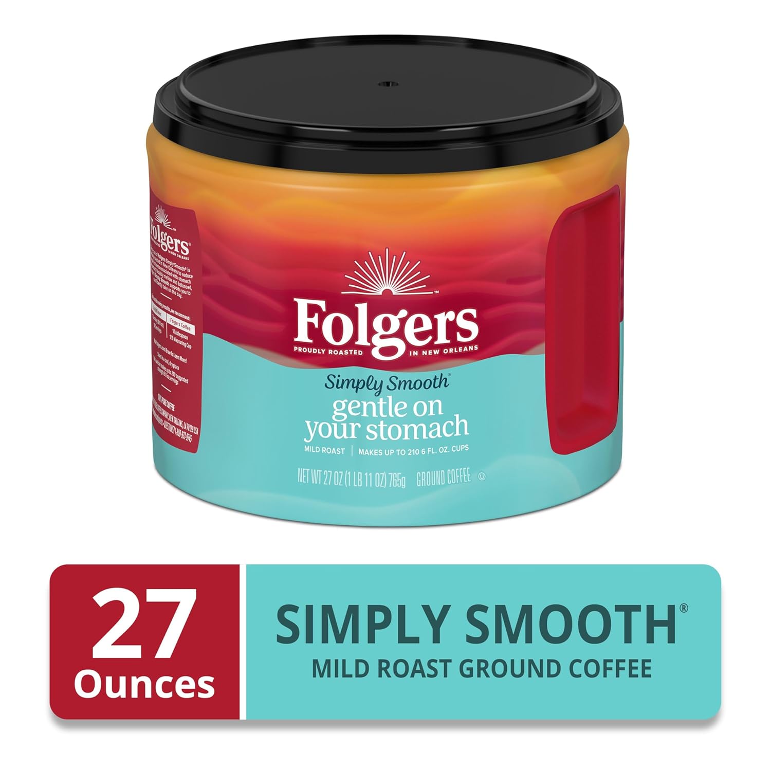 Folgers Simply Smooth Ground Coffee, Mild Roast, 27 Oz. Canister - View 2