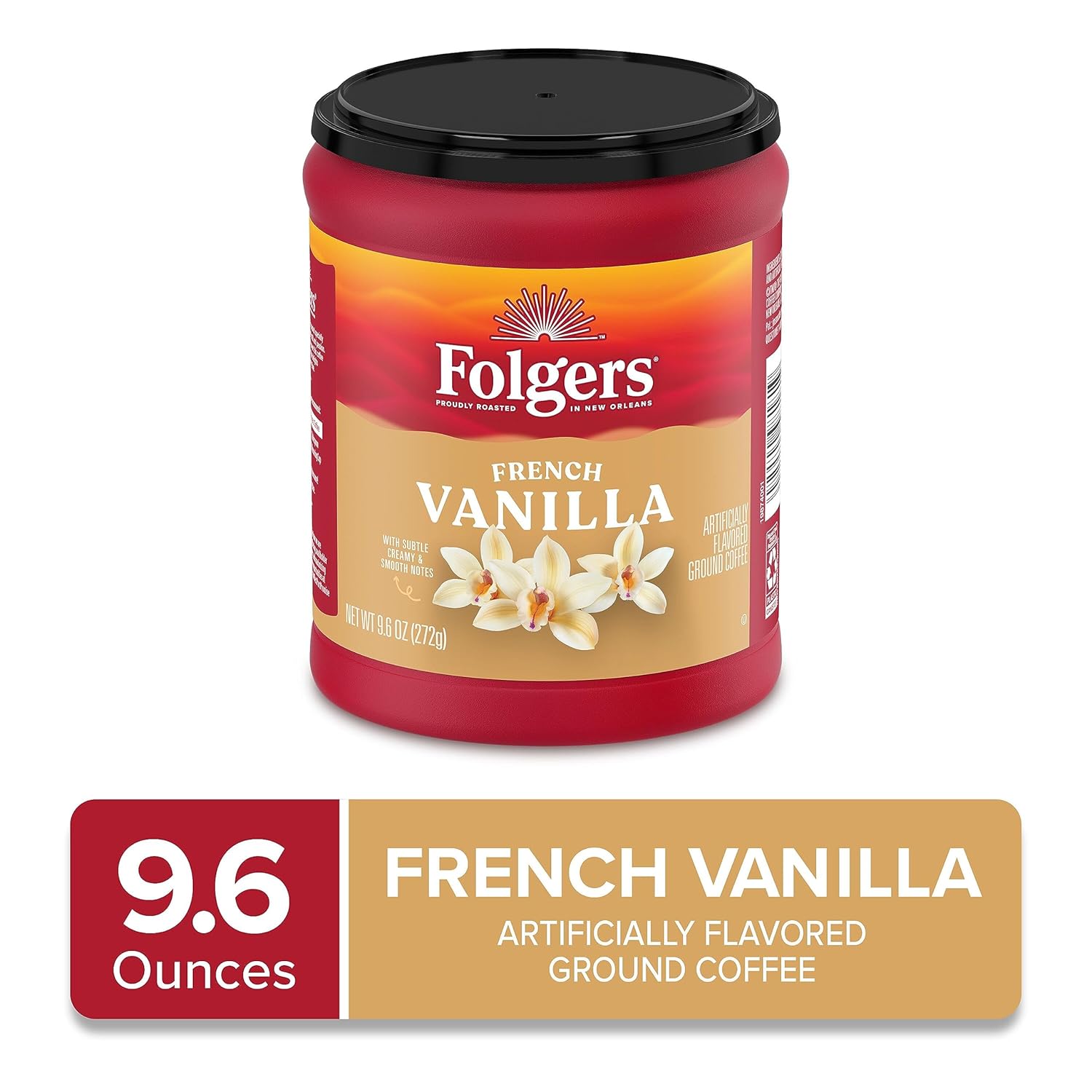 Folgers French Vanilla Flavored Ground Coffee, 9.6 Ounce (Pack of 2) - View 2