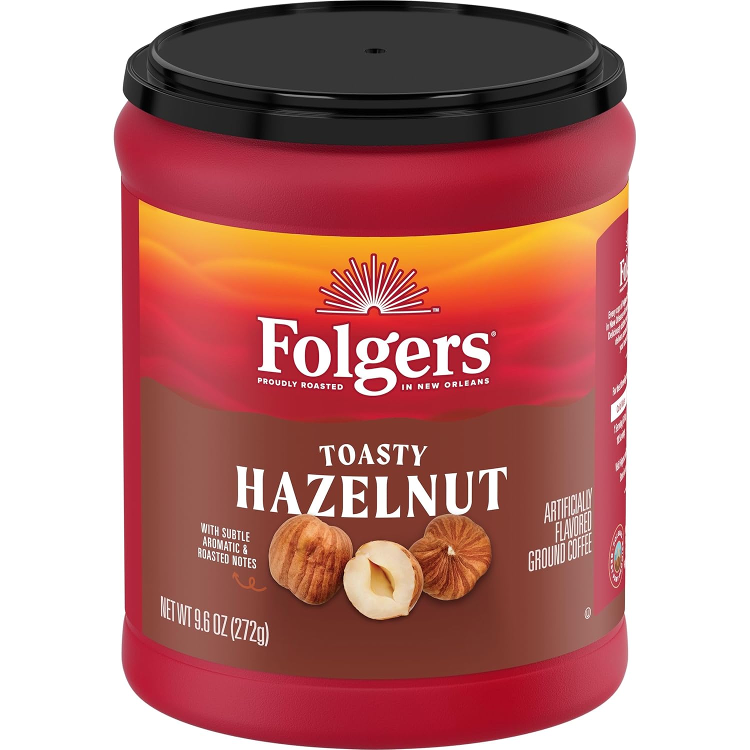Folgers Toasty Hazelnut Flavored Ground Coffee, 9.6 Ounce Canister (Pack of 6) - View 3