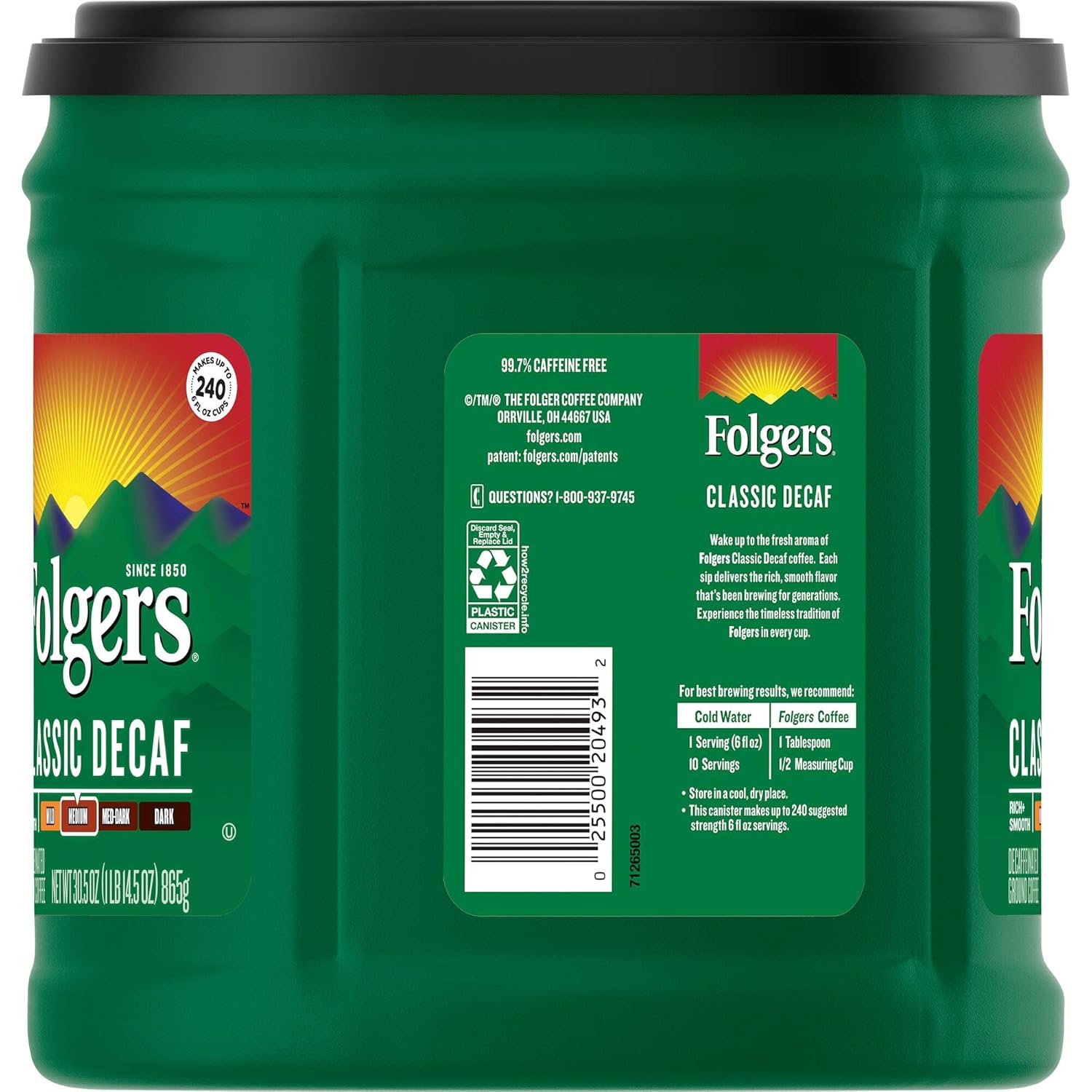 Folgers Classic Decaf Medium Roast Ground Coffee, 30.5 Ounces - View 2