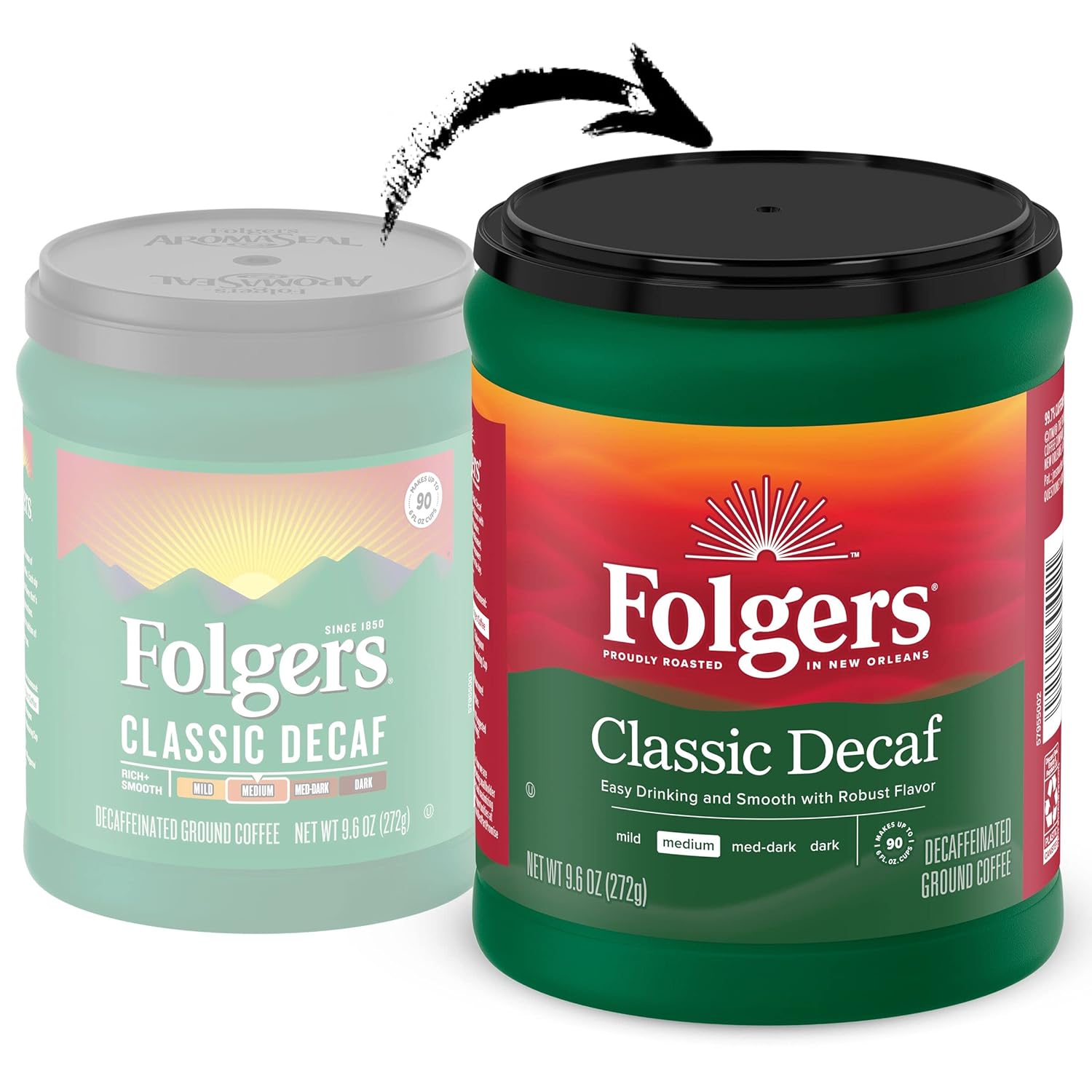 Folgers Decaf Coffee, Ground Coffee, Classic Medium Roast, 9.6 Ounce Canister - View 4