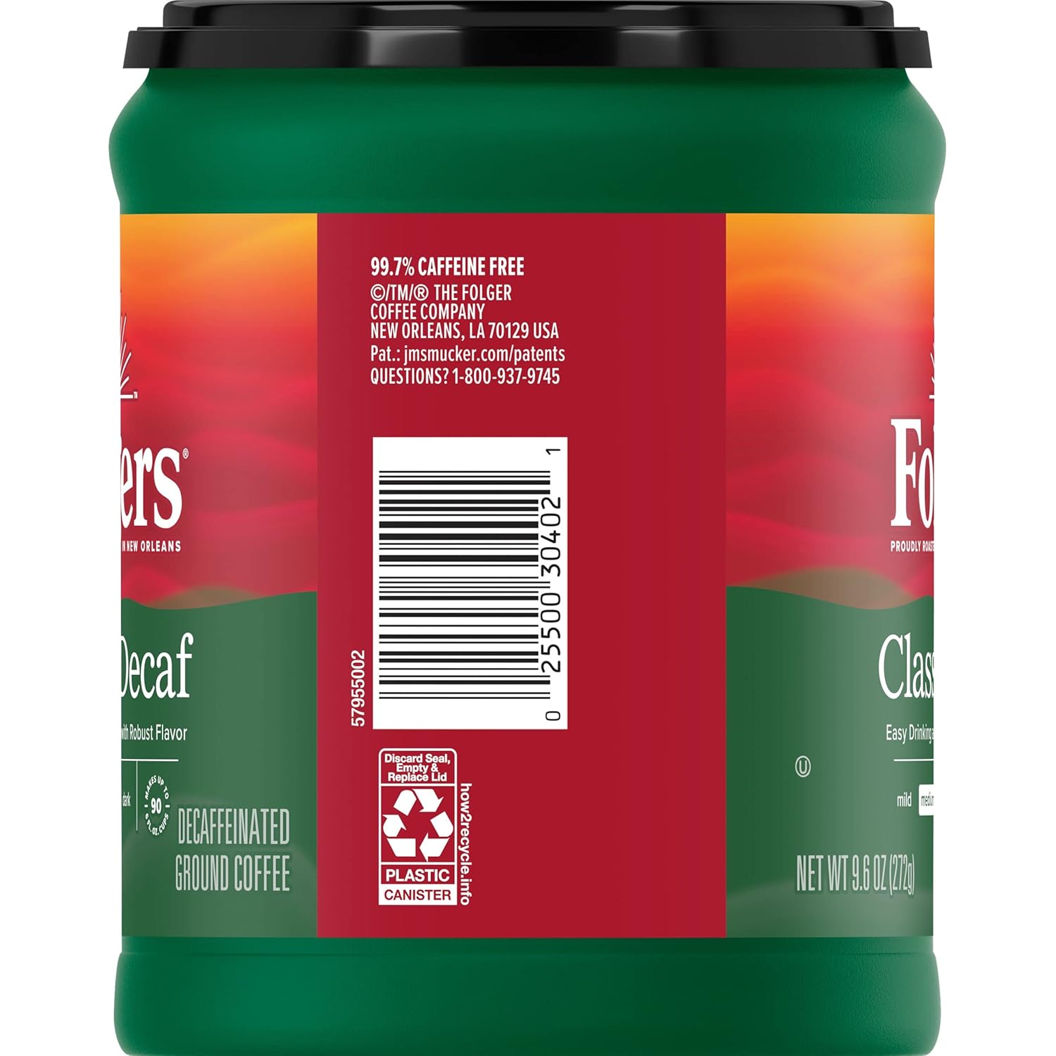 Folgers Decaf Coffee, Ground Coffee, Classic Medium Roast, 9.6 Ounce Canister - View 5