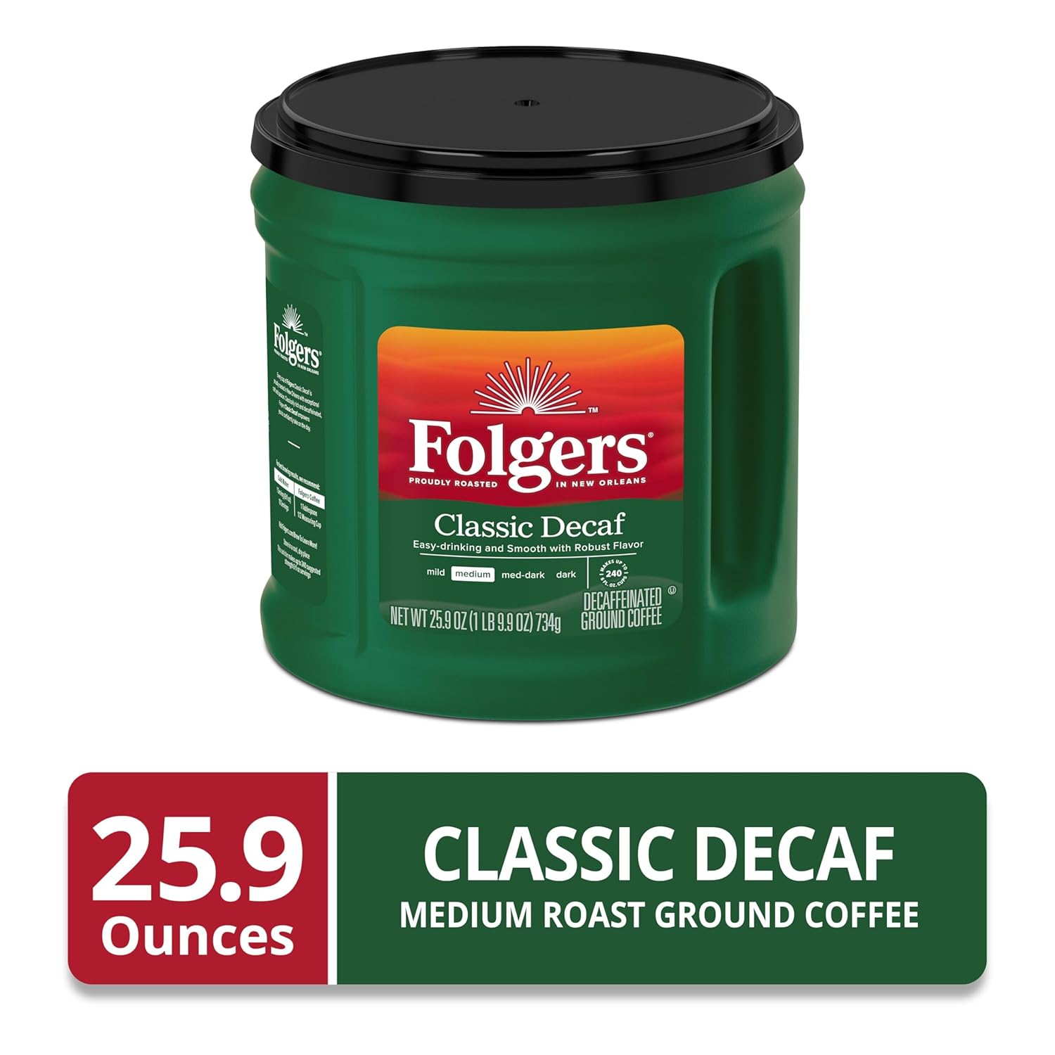 Folgers Classic Decaf Medium Roast Ground Coffee, 25.9 Ounce - View 2