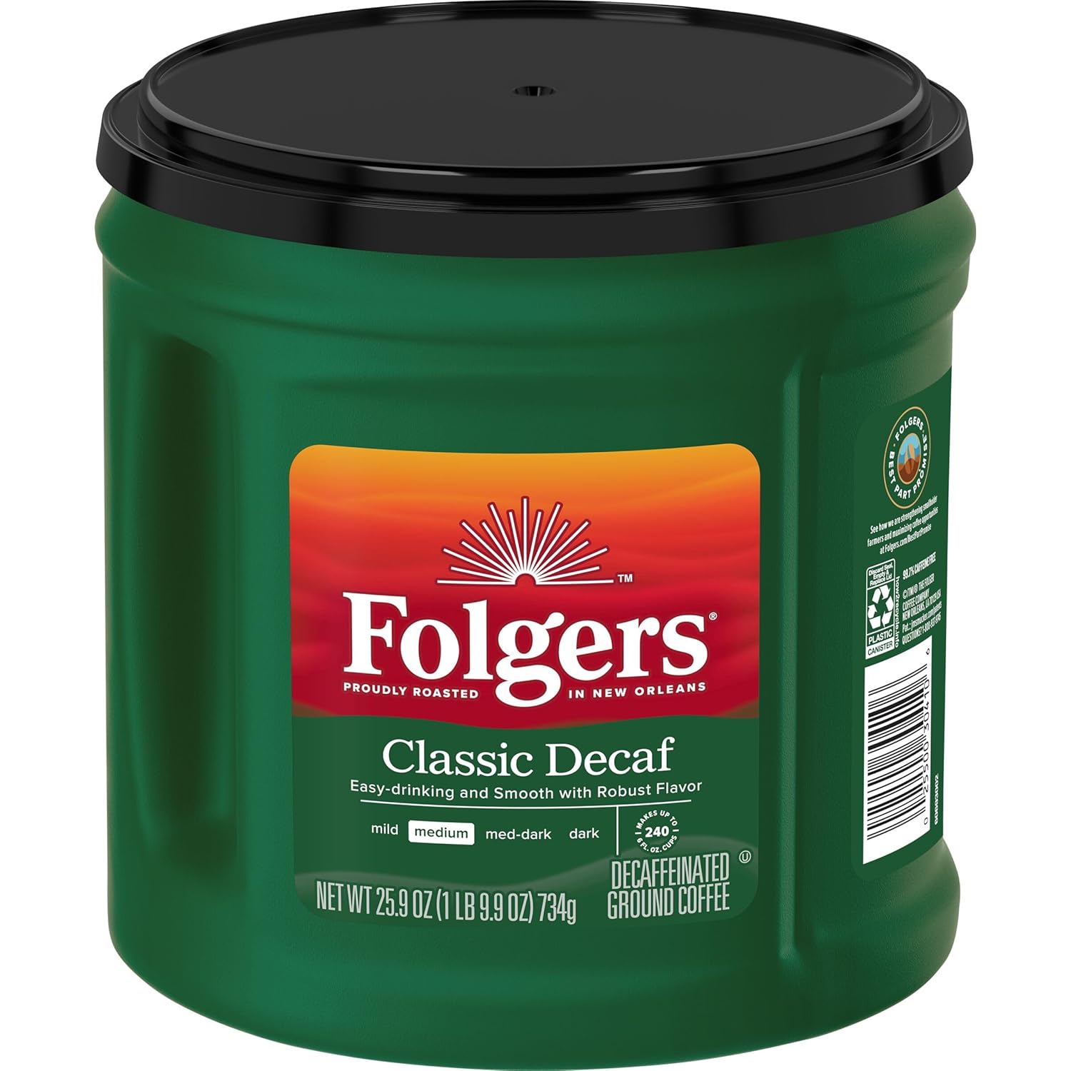 Folgers Classic Decaf Medium Roast Ground Coffee, 25.9 Ounces (Pack of 6) - View 3