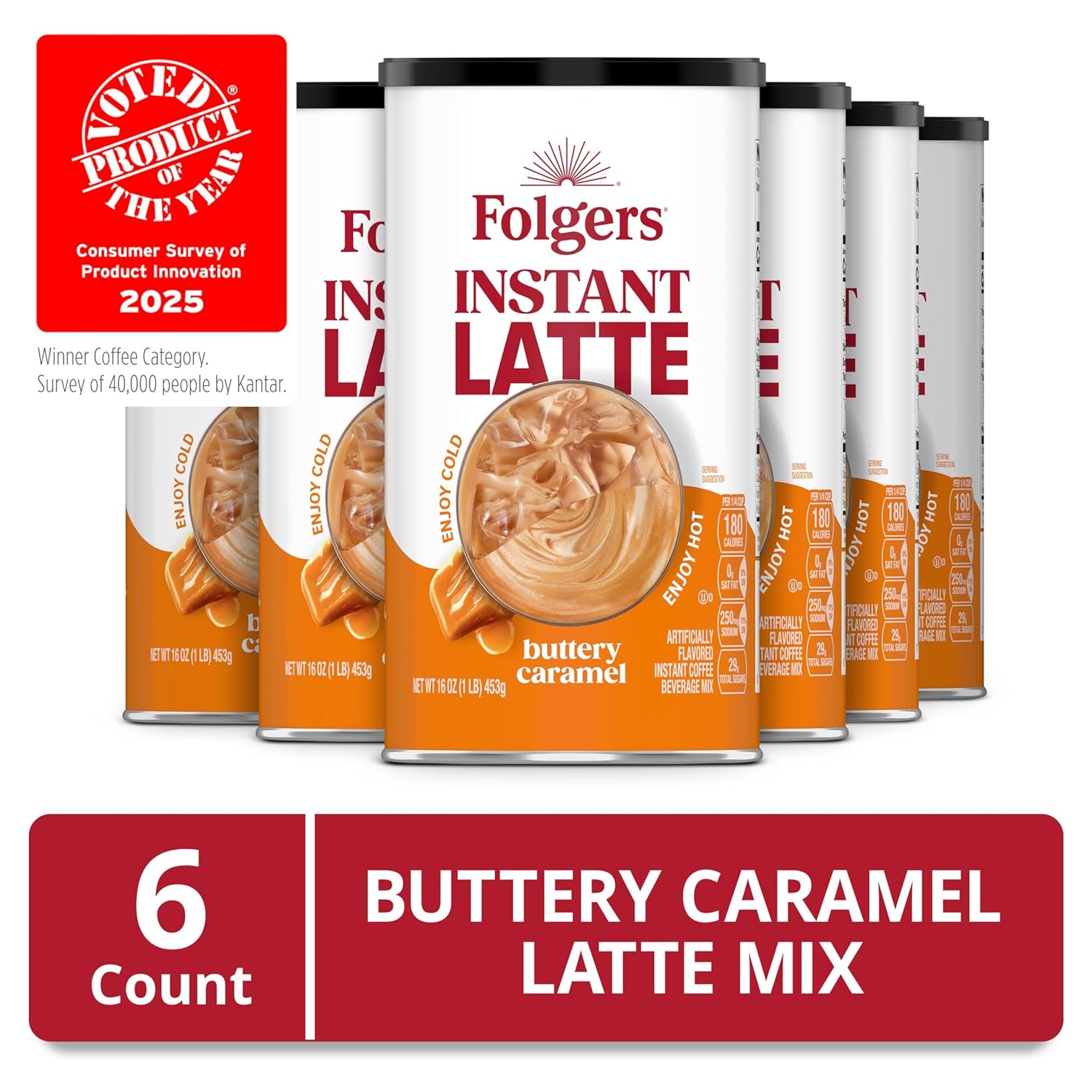 Folgers Buttery Caramel Flavored Instant Latte, 16 Ounce (Pack of 6) - View 4
