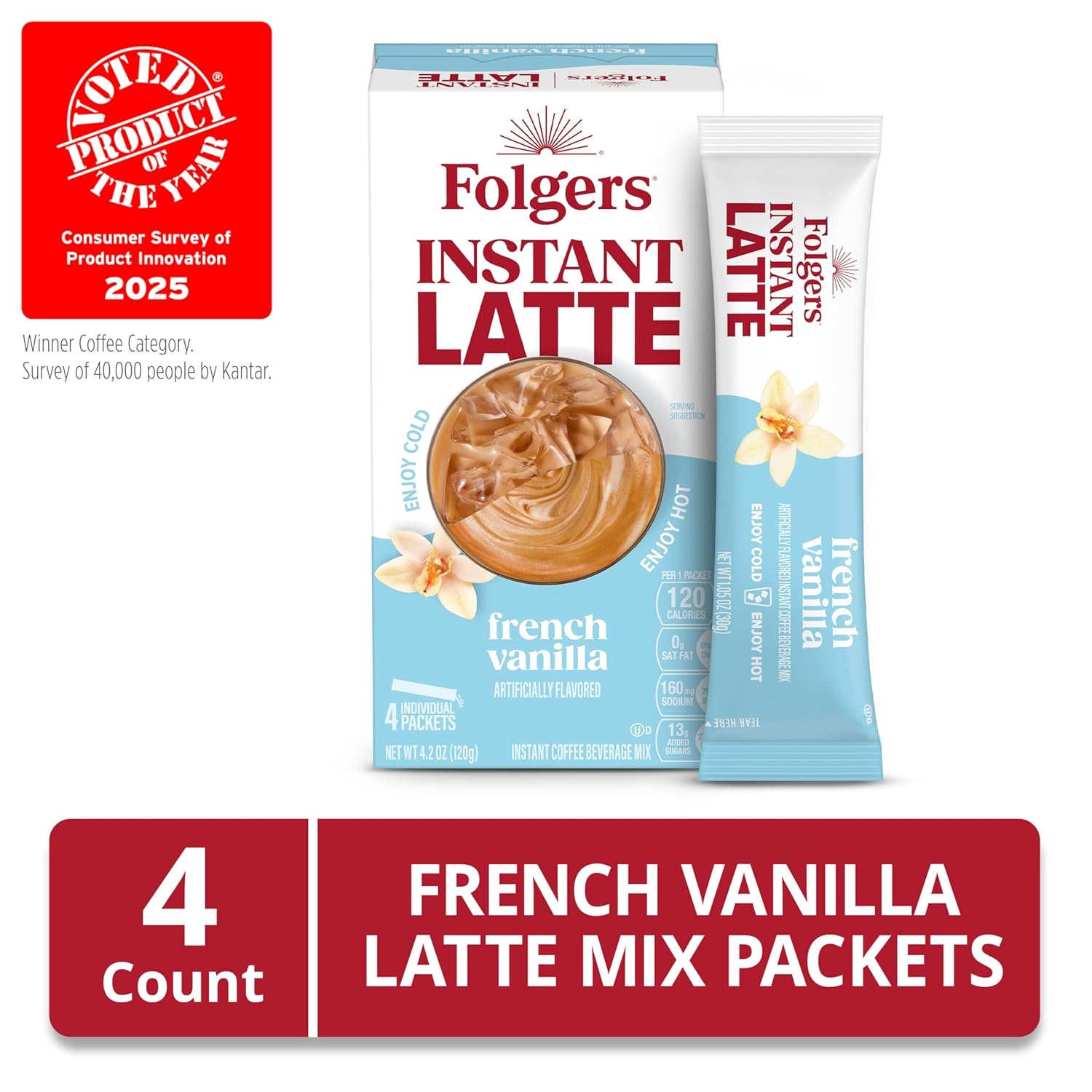 Folgers French Vanilla Flavored Instant Latte, 4.2 Ounce - View 4