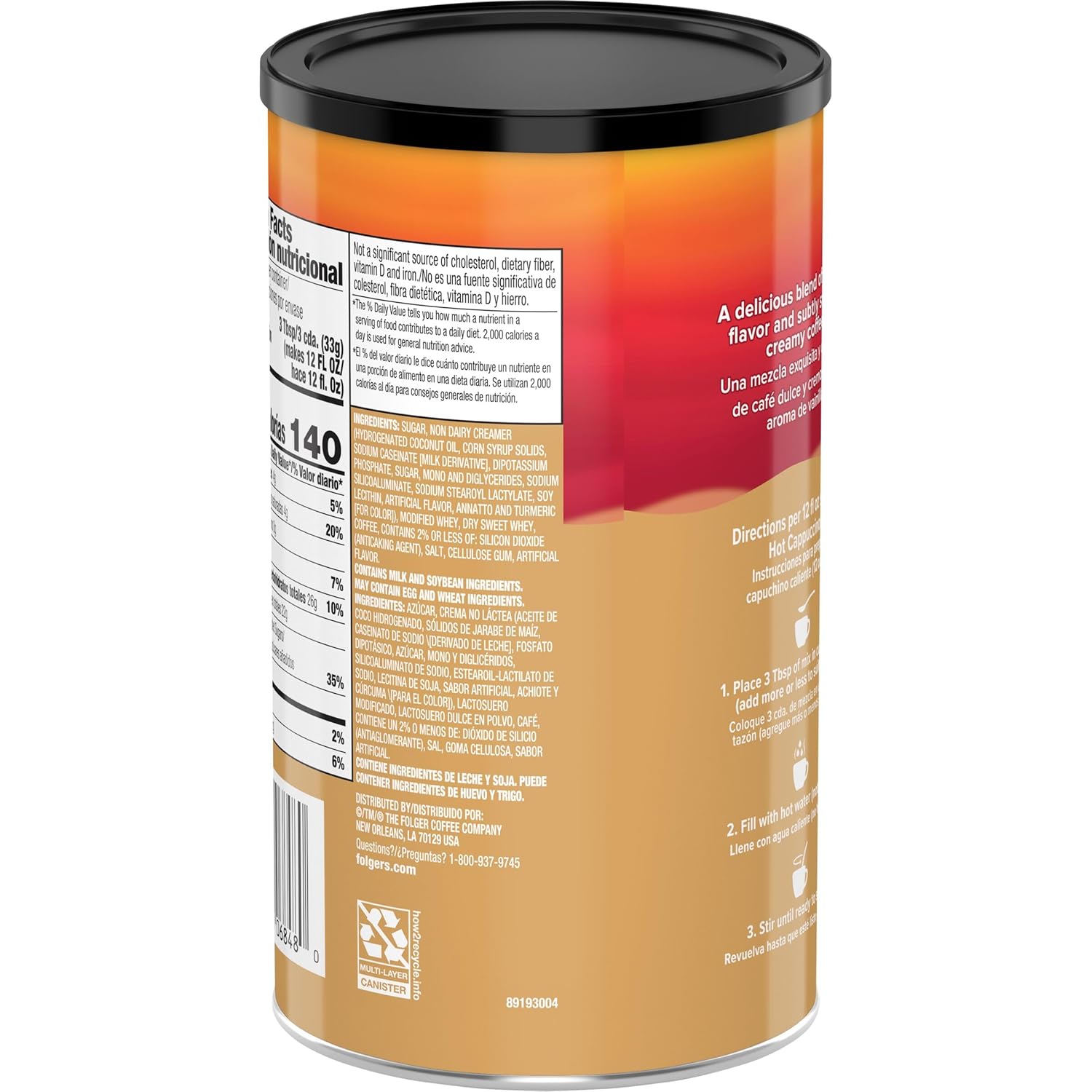 Folgers French Vanilla Flavored Cappuccino Mix, Instant Coffee Beverage, 16 - View 4
