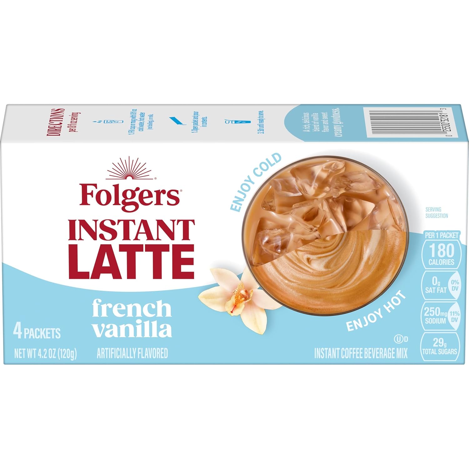 Folgers French Vanilla Flavored Instant Latte, 4 Single Serve Packets (Pack of - View 6
