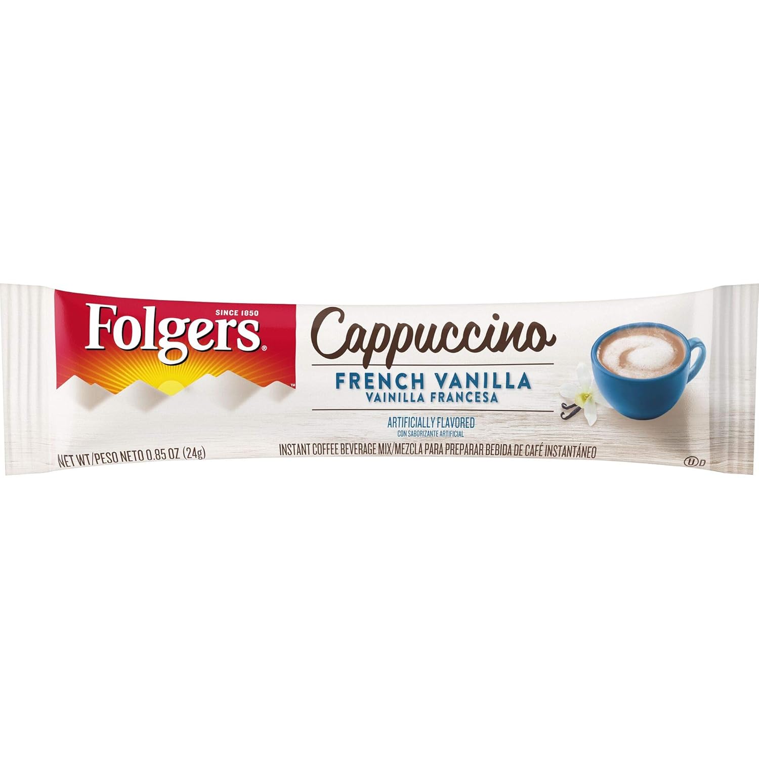 Folgers Cappuccino French Vanilla Instant Coffee Beverage Mix, 32 Single Serve - View 4