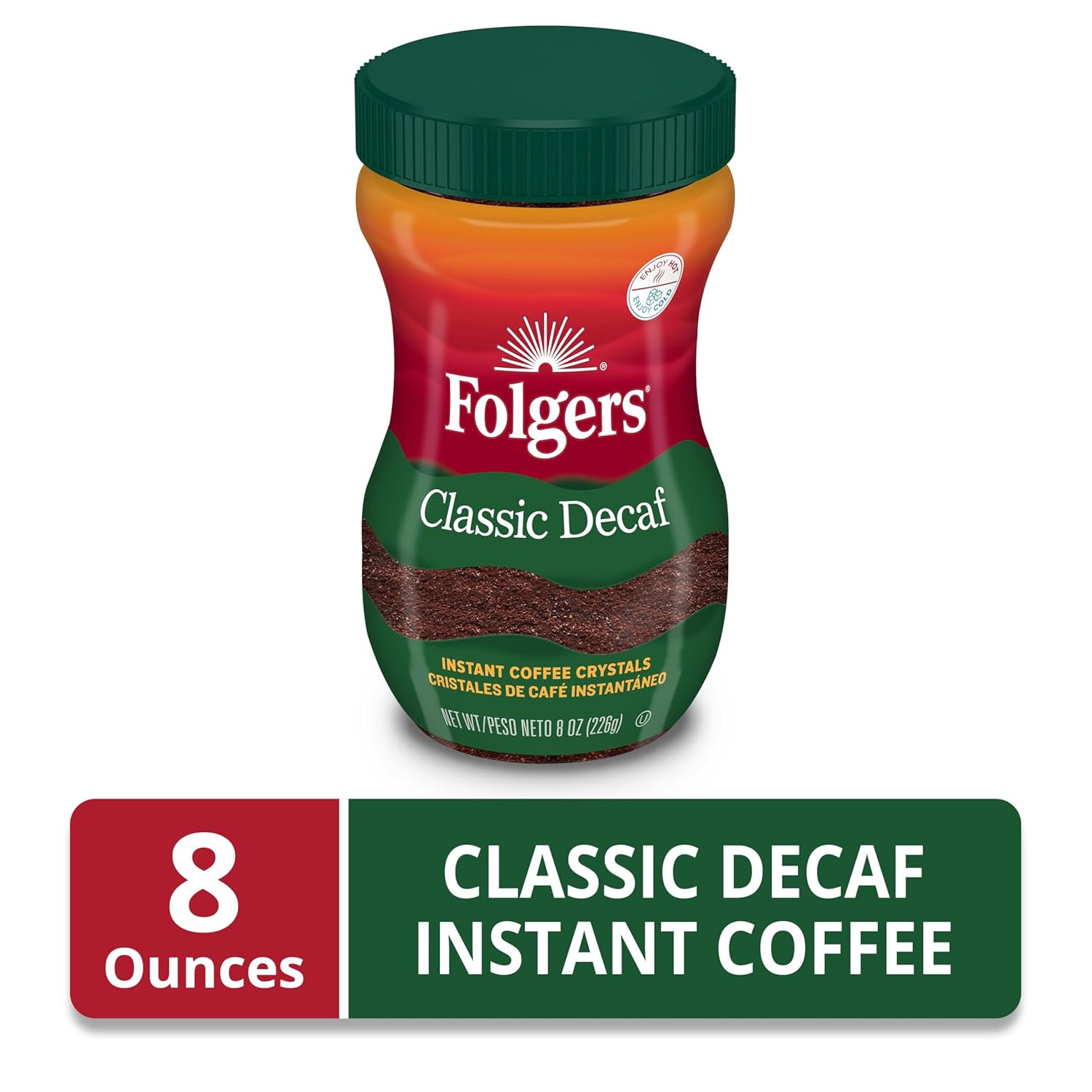 Folgers Classic Decaf Decaffeinated Instant Coffee Crystals, 8 Ounces - View 2