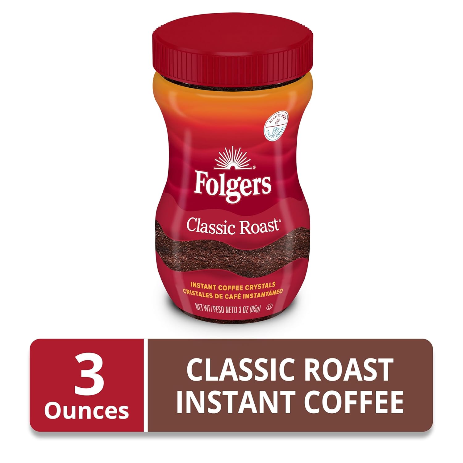 Folgers Classic Roast Instant Coffee, 3 Ounce - View 3