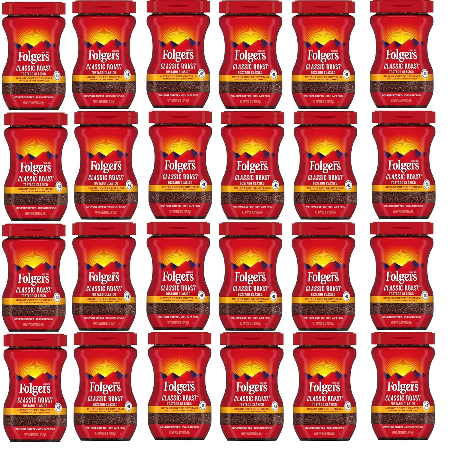Folgers 20083 Classic Roast Instant Coffee Crystals, 3 Ounces, 100% Pure