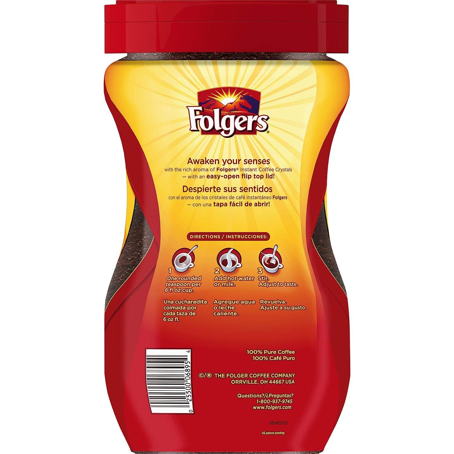 Folgers Instant Coffee Crystals, Classic Roast, 16 ounce - View 2