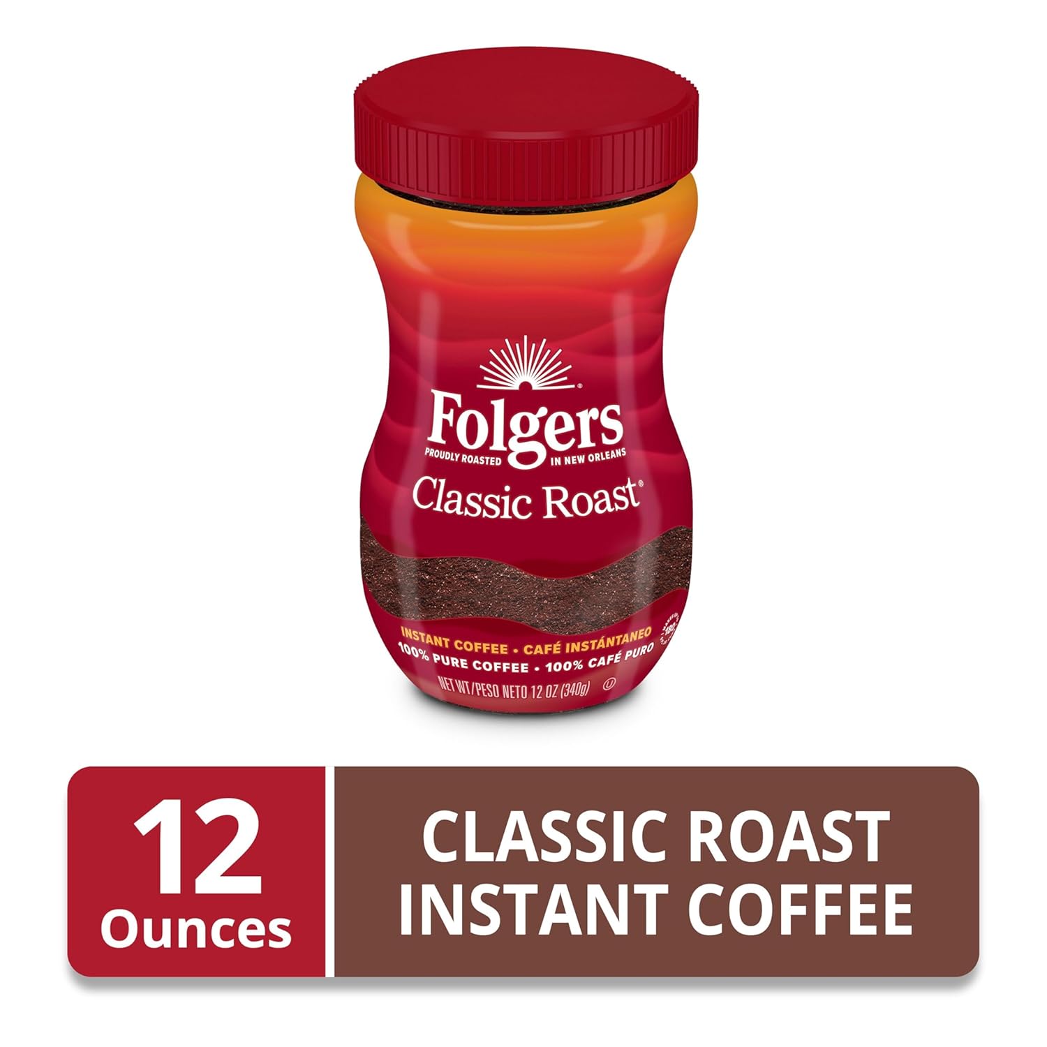 Folgers Classic Roast Instant Coffee Crystals, 12 Ounces (Pack of 1) - View 3