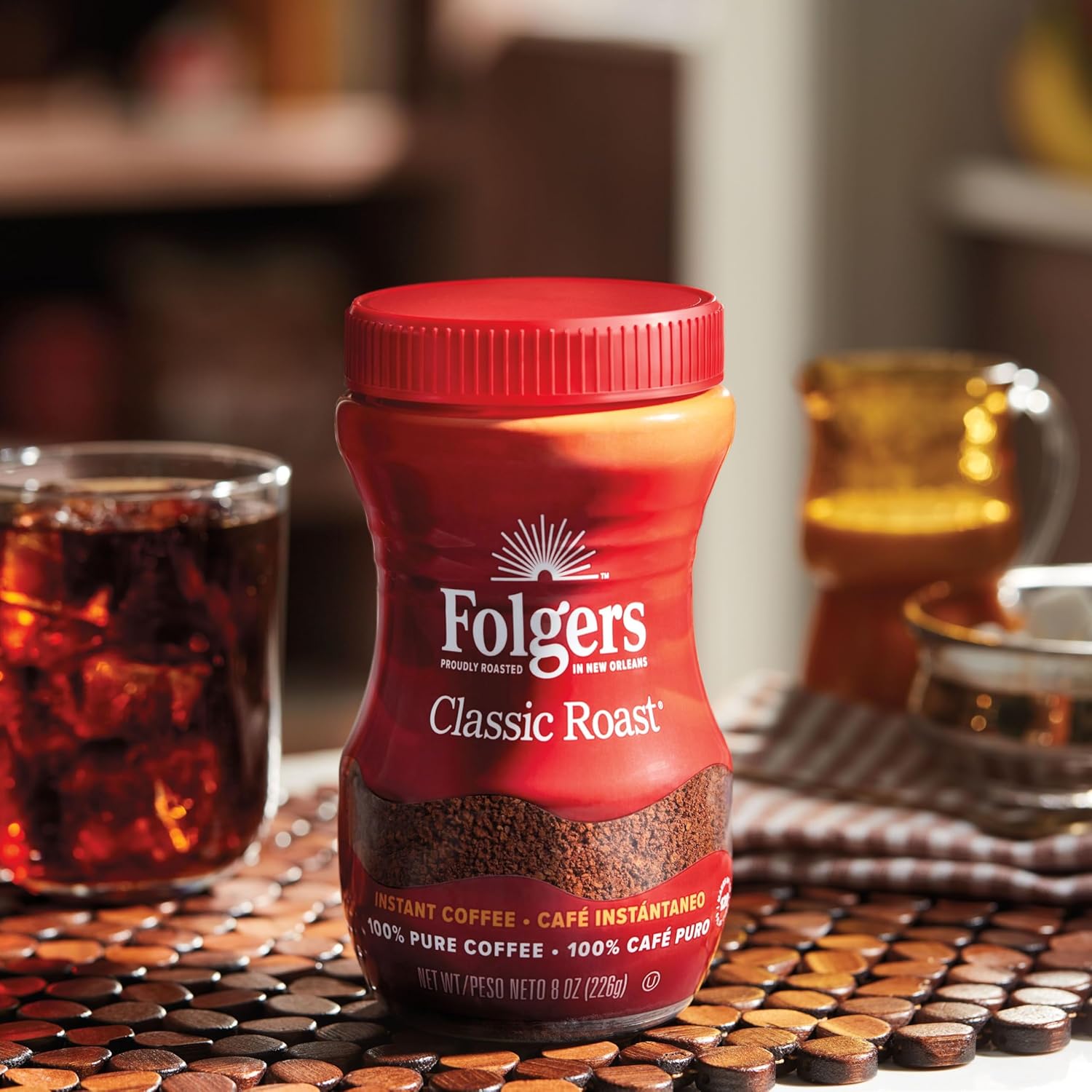 Folgers Classic Roast Instant Coffee, 8 Oz. Jar - View 5