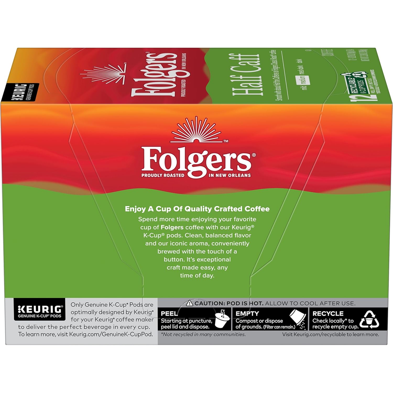 Folgers Half-Caff Medium Roast Coffee, 72 Keurig K-Cup Pods - View 3