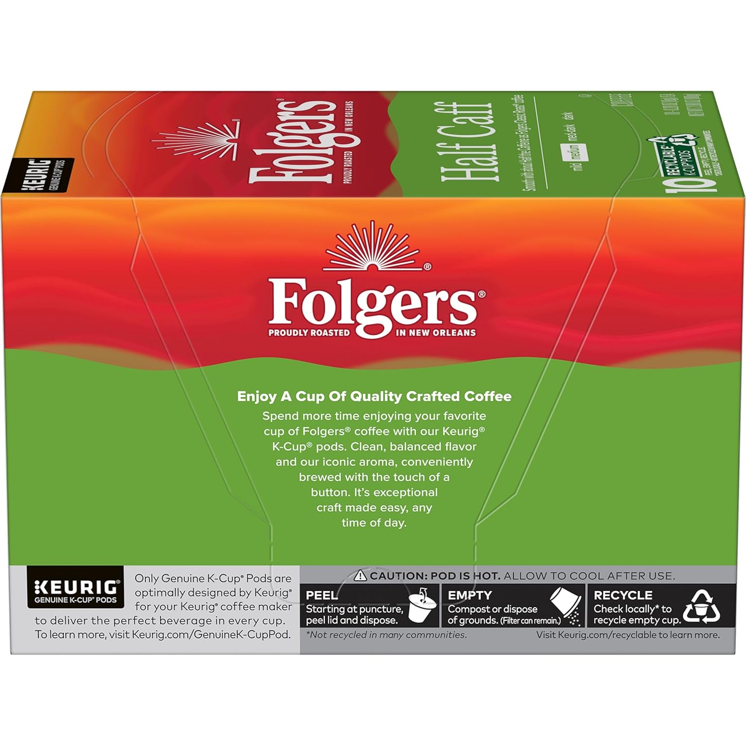 Folgers Half Caff Coffee, Medium Roast, Keurig K-Cup Pods, 10 Count (Pack of 6) - View 3