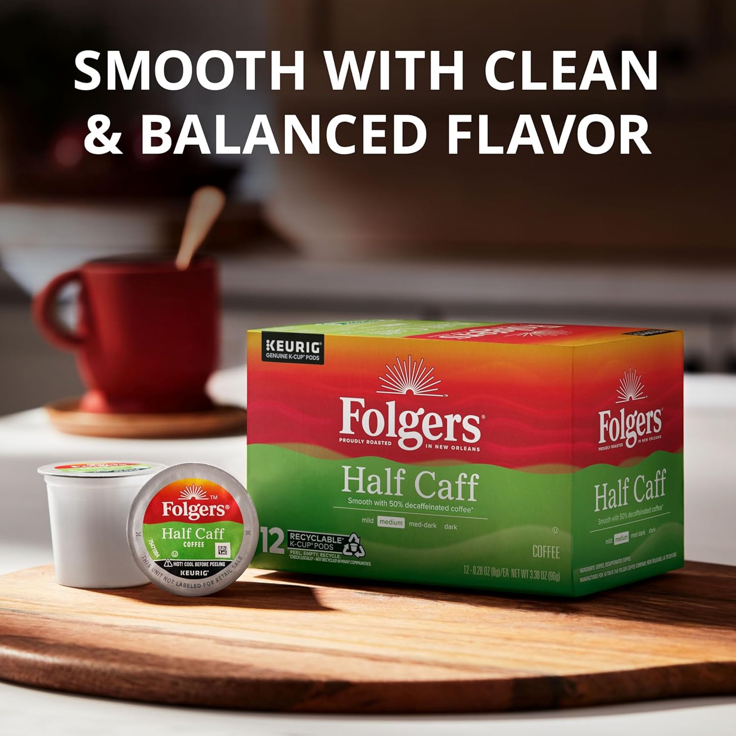Folgers Half-Caff Medium Roast Coffee, 72 Keurig K-Cup Pods - View 4