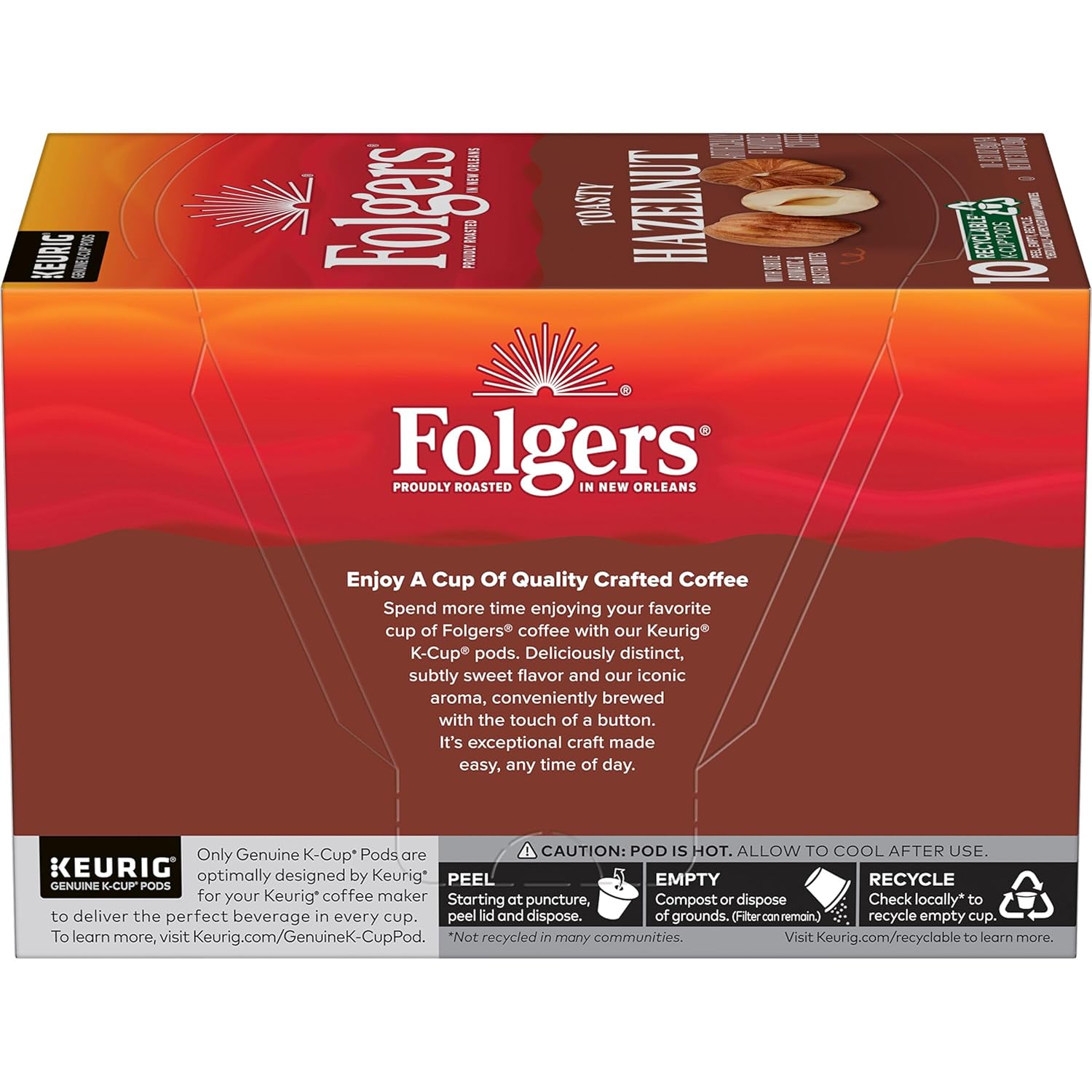 Folgers Toasty Hazelnut Artificially Flavored Coffee, Keurig K-Cup Pods, 10 - View 2