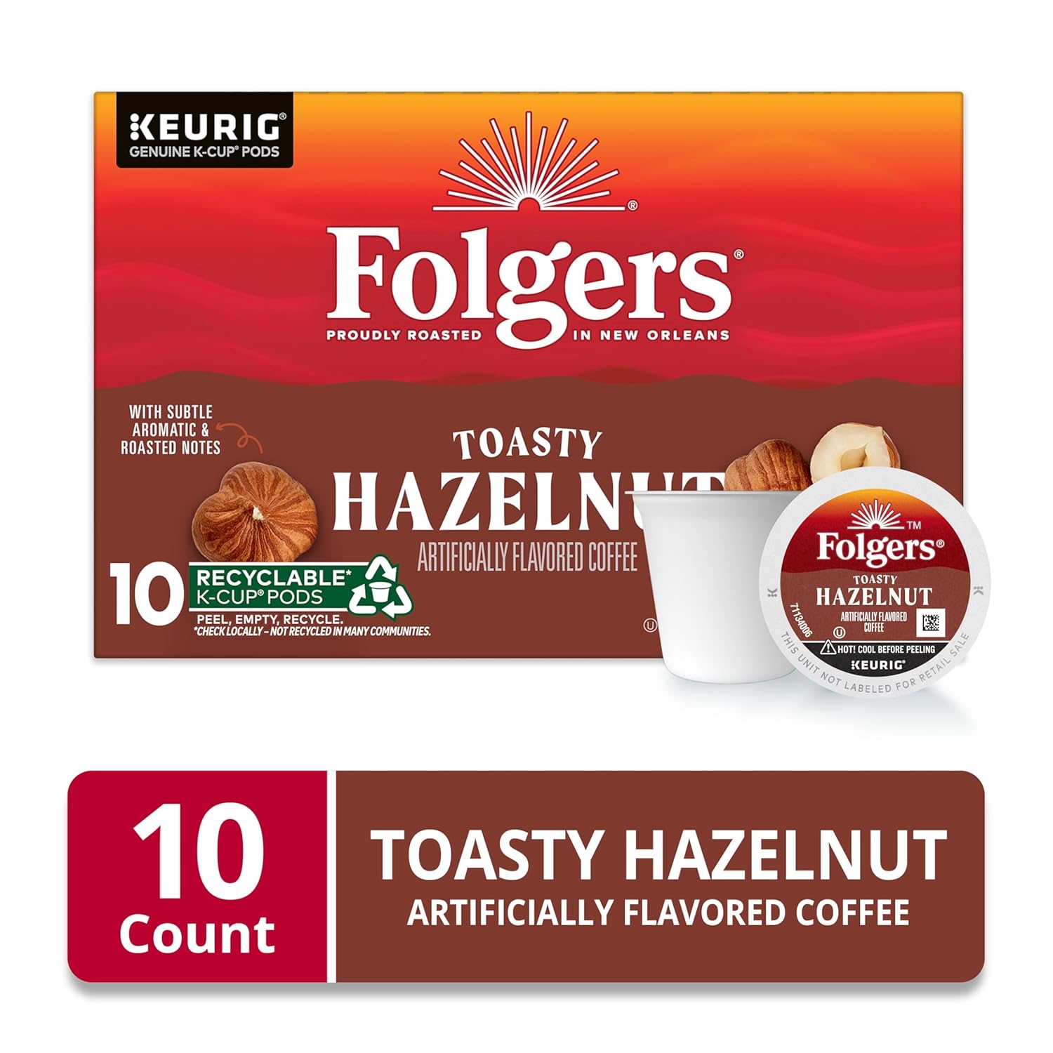 Folgers Toasty Hazelnut Artificially Flavored Coffee, Keurig K-Cup Pods, 10 - View 3