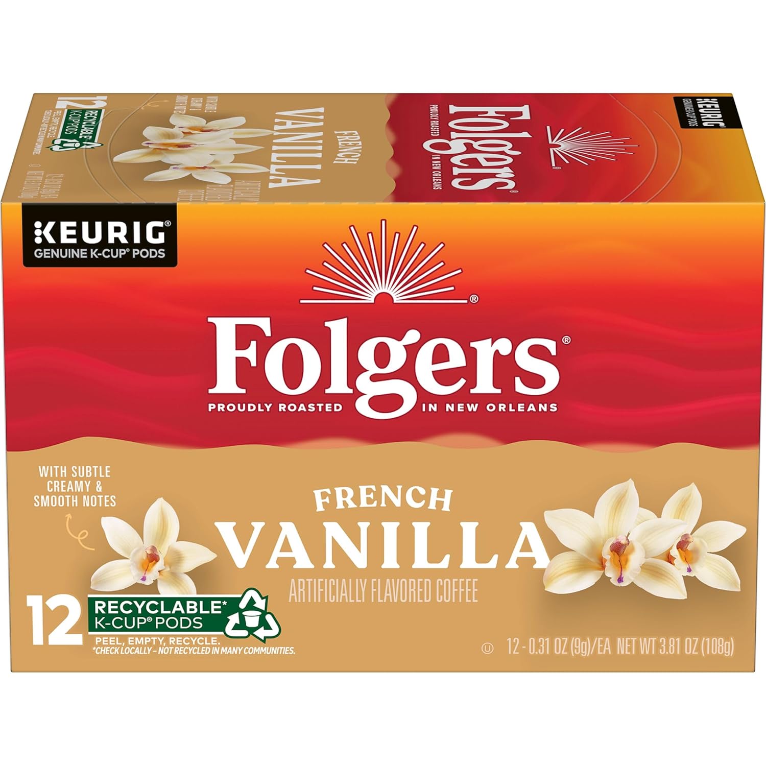Folgers French Vanilla Flavored Coffee, 72 Keurig K-Cup Pods - View 4