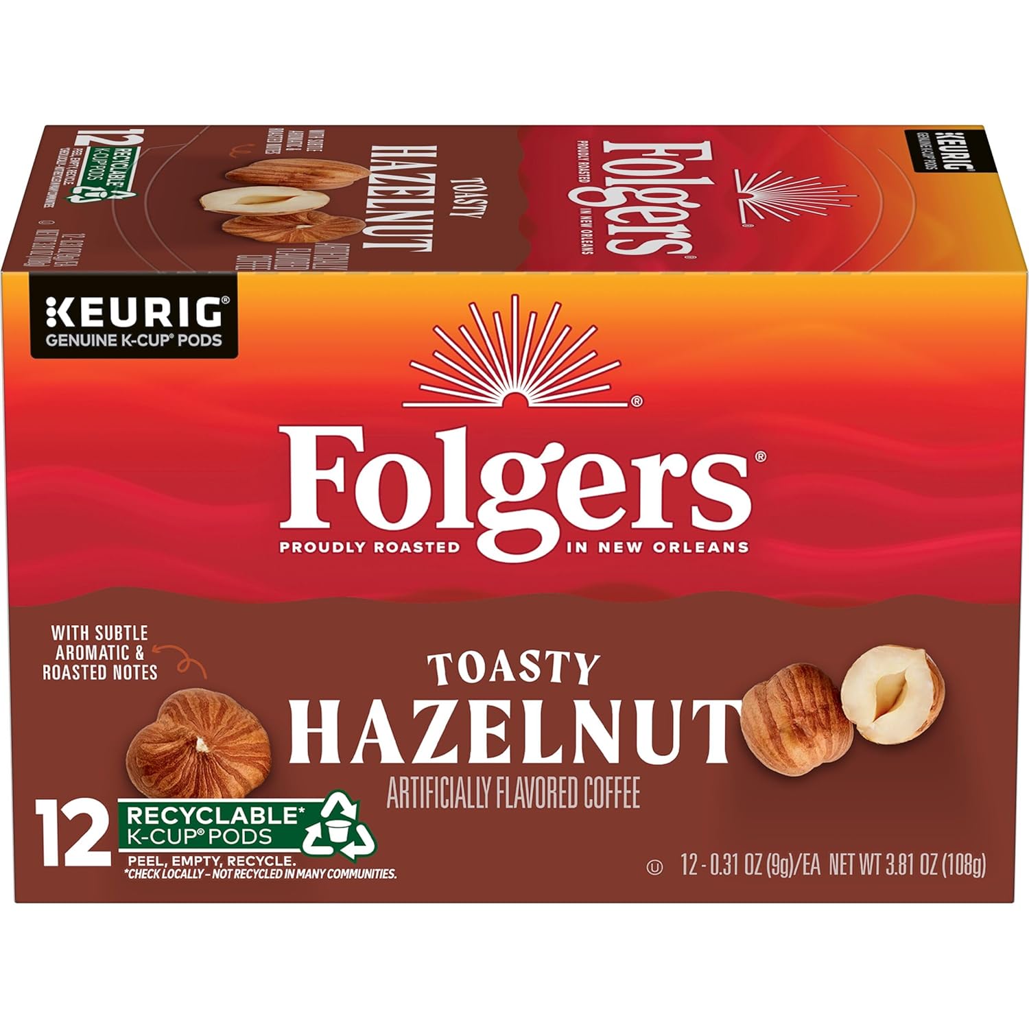 Folgers Toasty Hazelnut Flavored Coffee, 72 Keurig K-Cup Pods - View 3