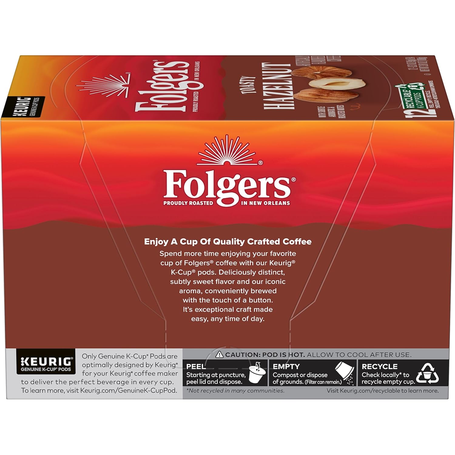 Folgers Toasty Hazelnut Flavored Coffee, 72 Keurig K-Cup Pods - View 4