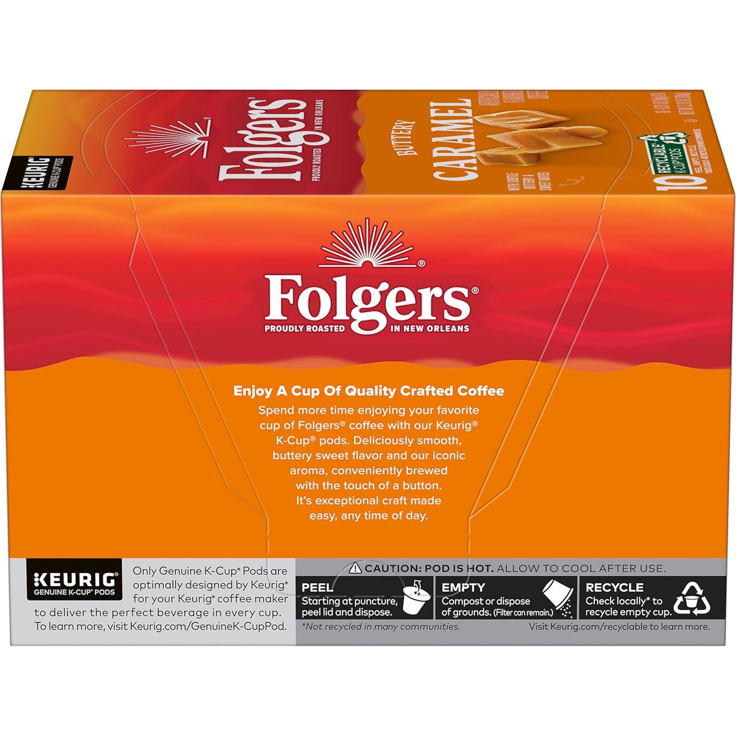 Folgers Buttery Caramel Artificially Flavored Coffee, Keurig K-Cup Pods, 10 - View 2