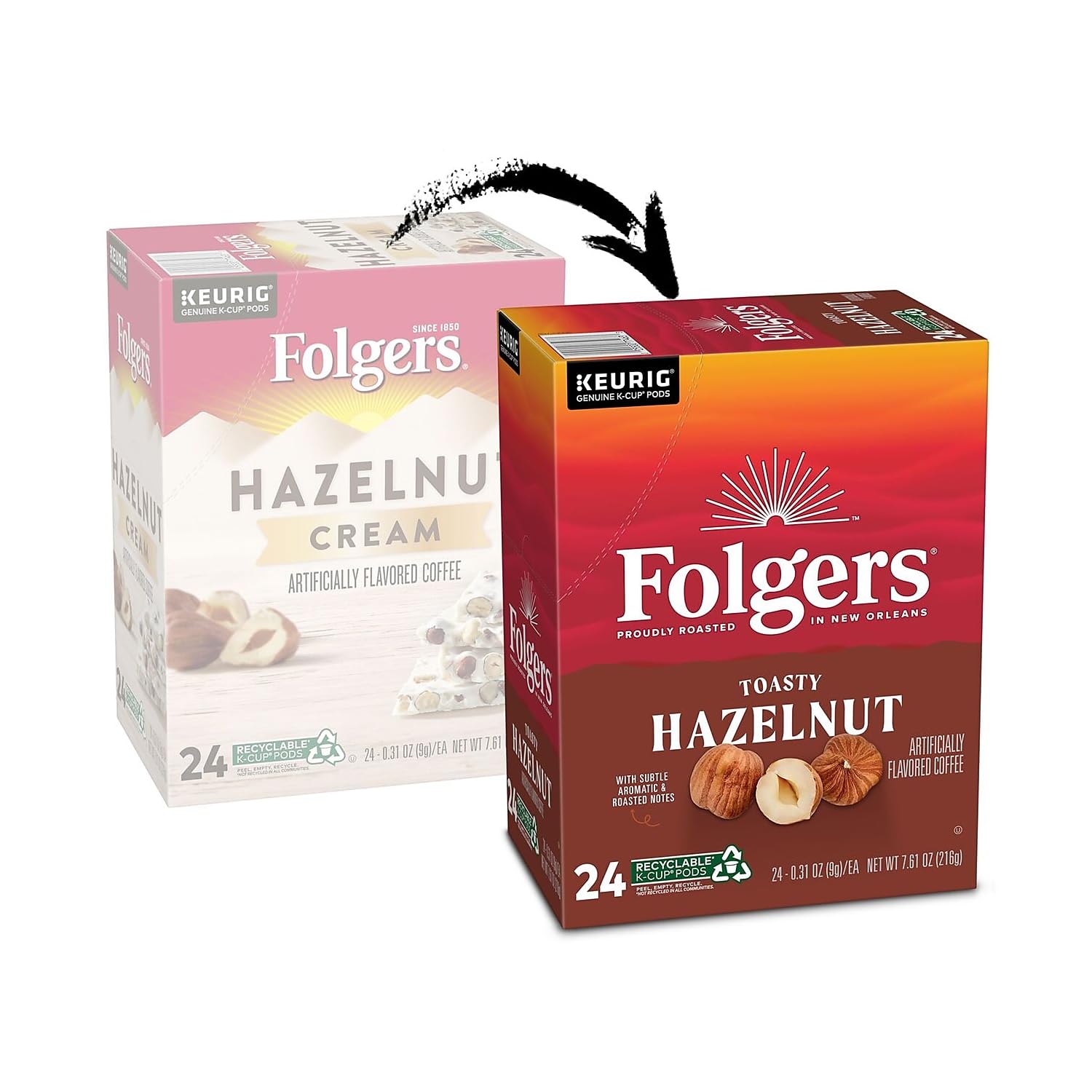 Folgers Hazelnut Cream Keurig K-Cup Portion Pack, 24 Count - View 2