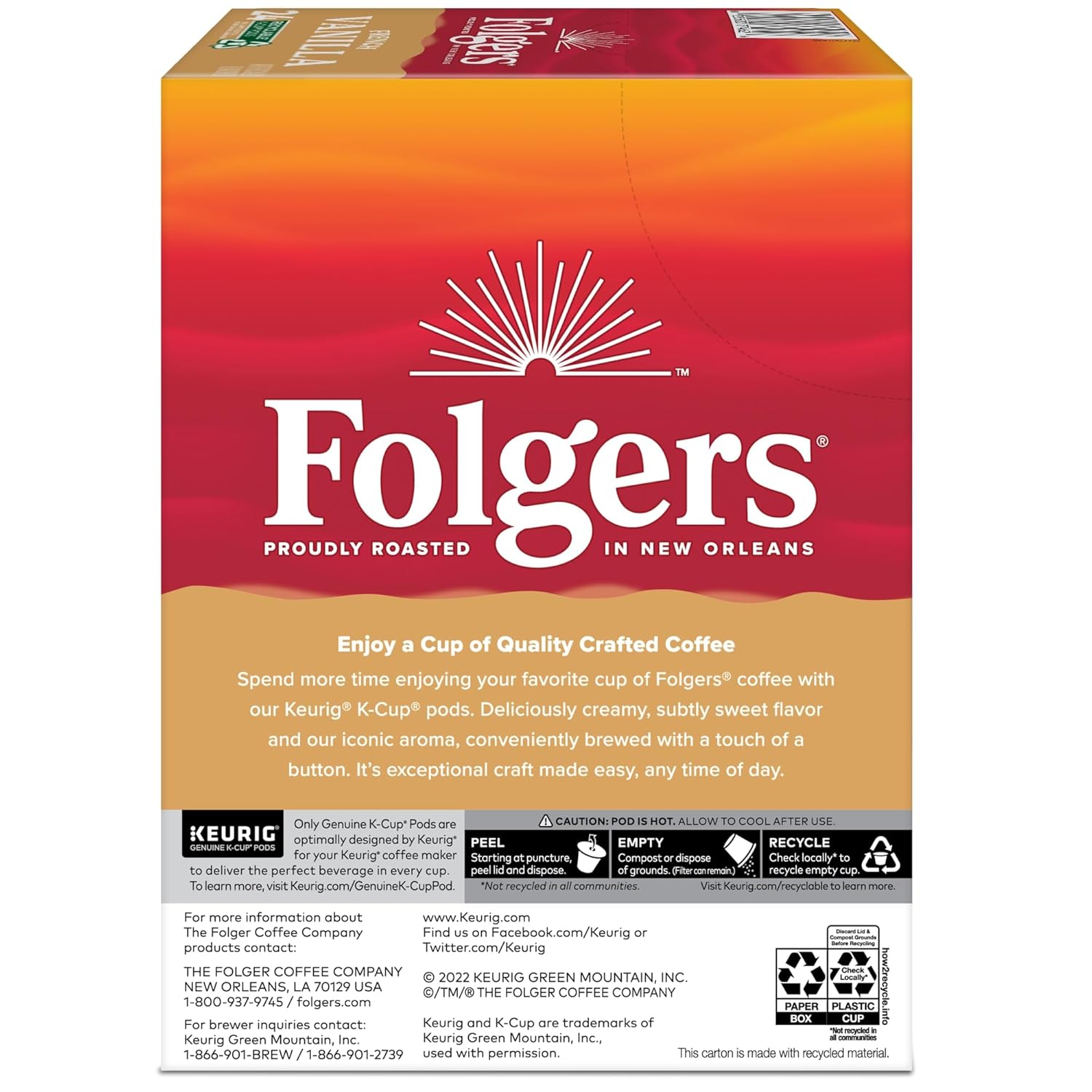 Folgers Vanilla Biscotti Flavored Coffee, 96 Keurig K-Cup Pods - View 6