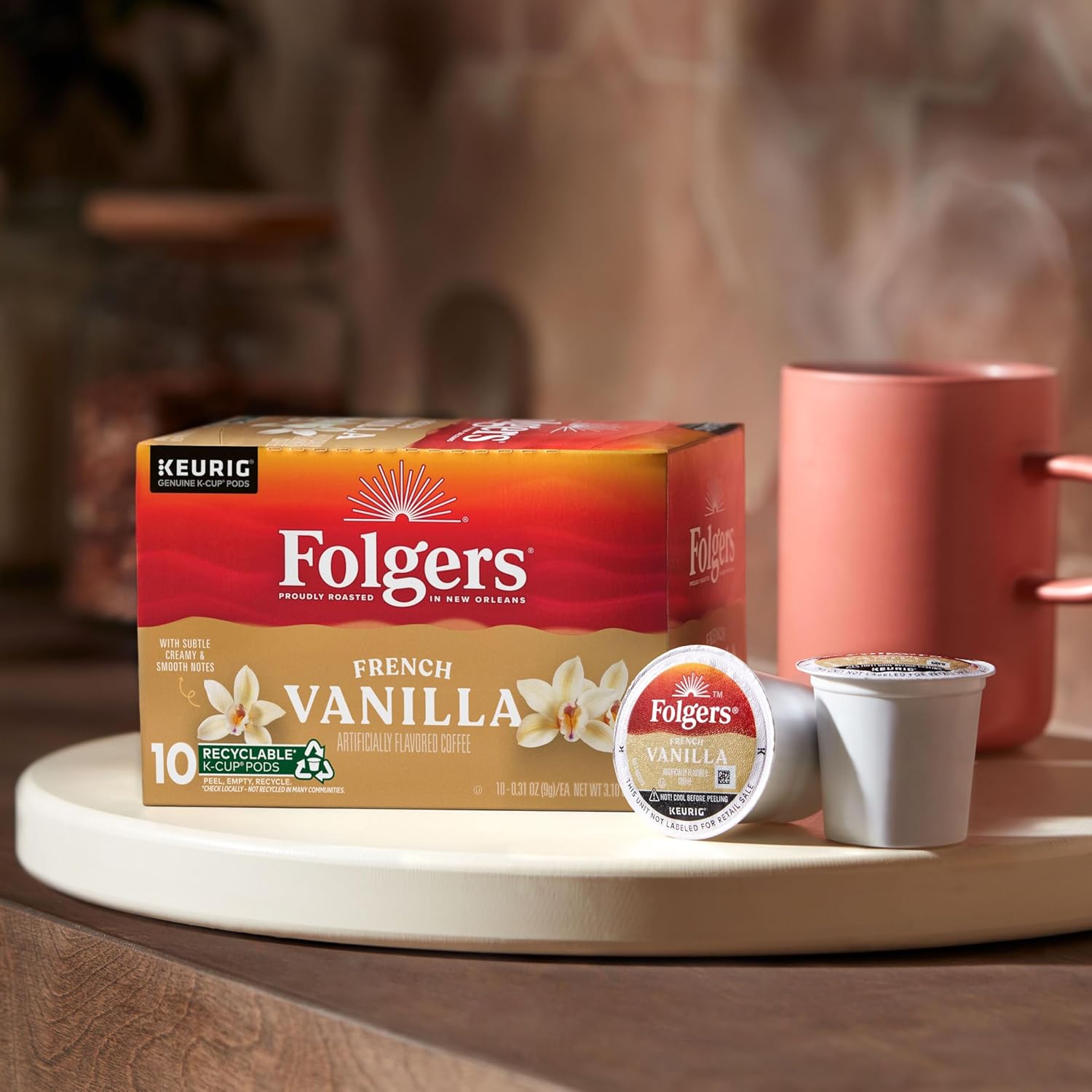 Folgers French Vanilla Artificially Flavored Coffee, Keurig K-Cup pods, 10 - View 4