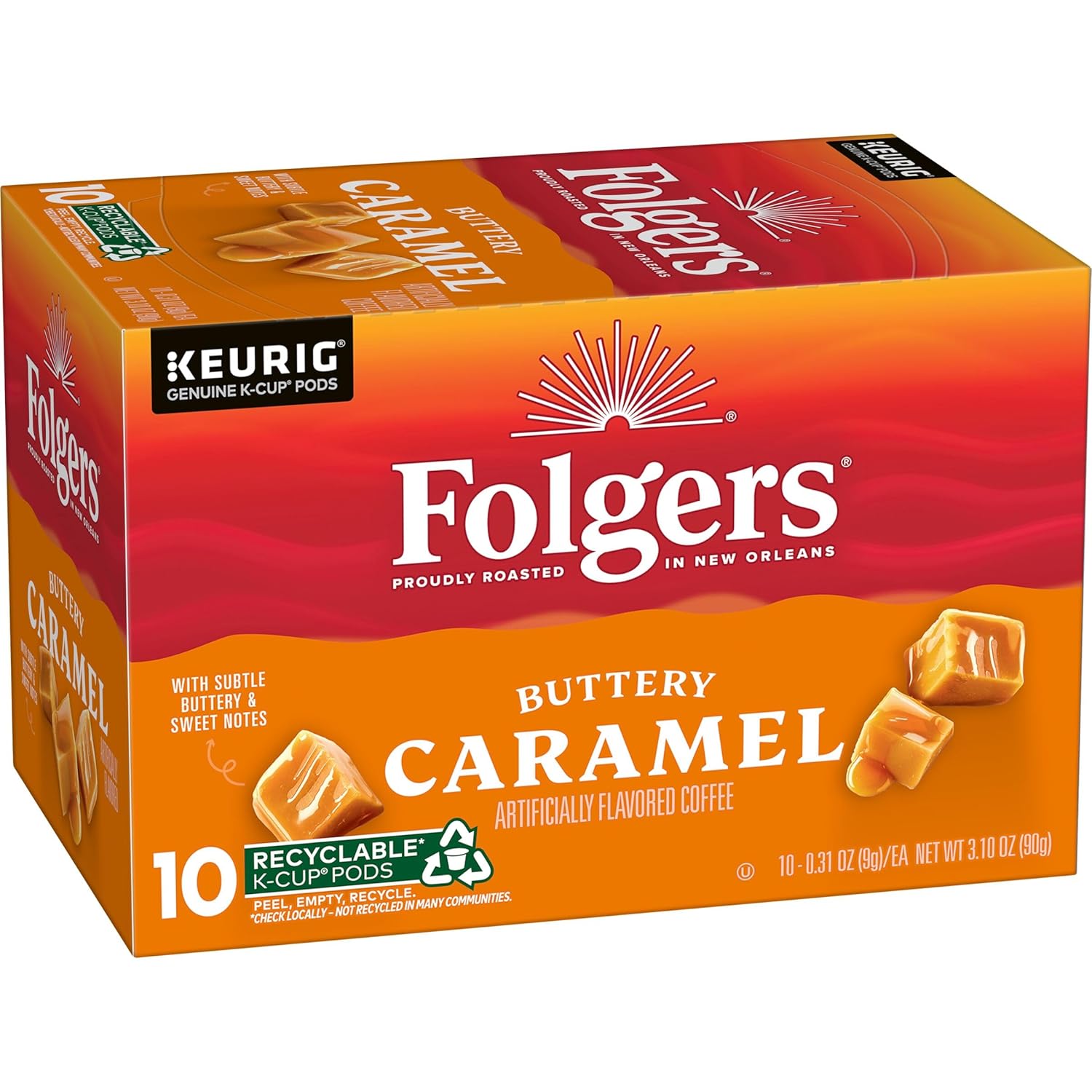 Folgers Buttery Caramel Artificially Flavored Coffee, Keurig K-Cup Pods, 10 - View 4