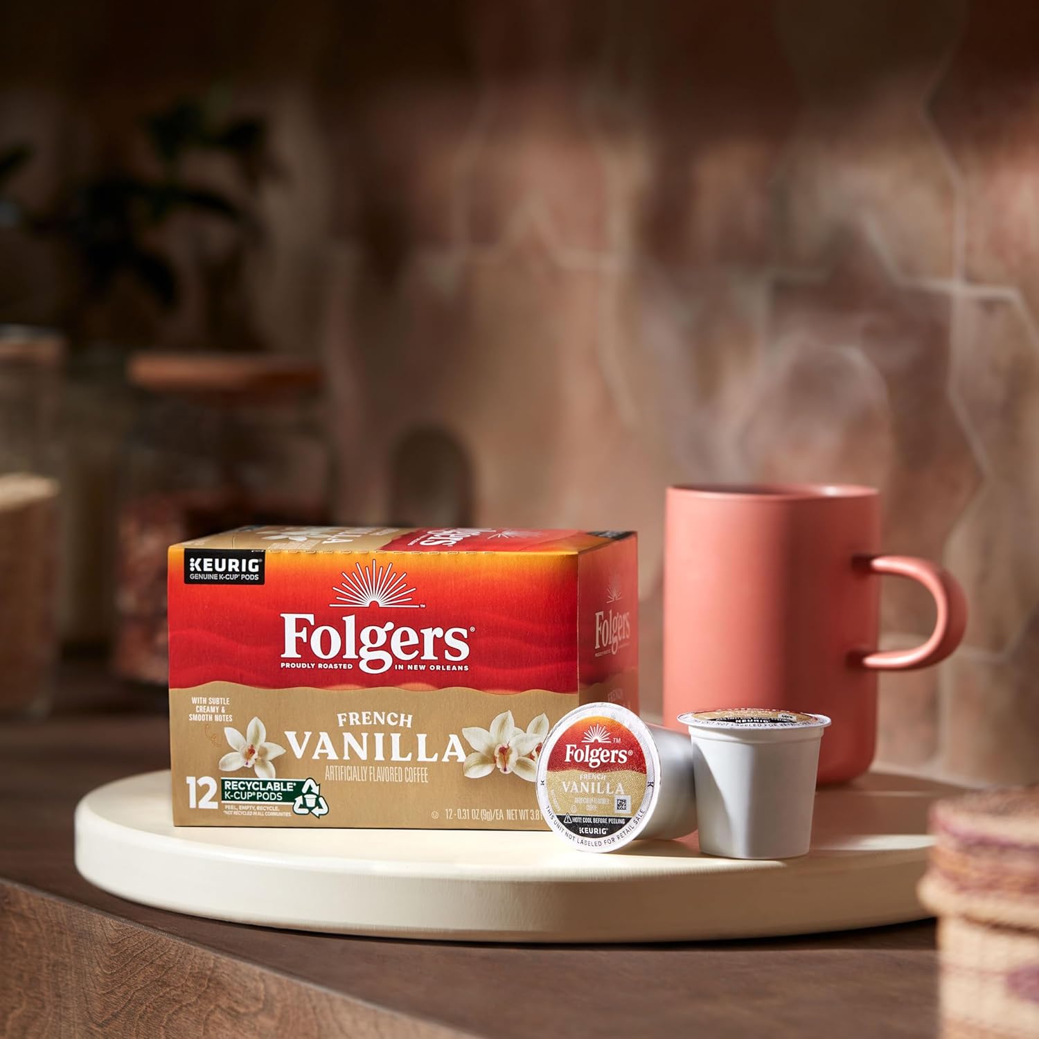 Folgers French Vanilla Flavored Coffee, 12 Keurig K-Cup Pods - View 6