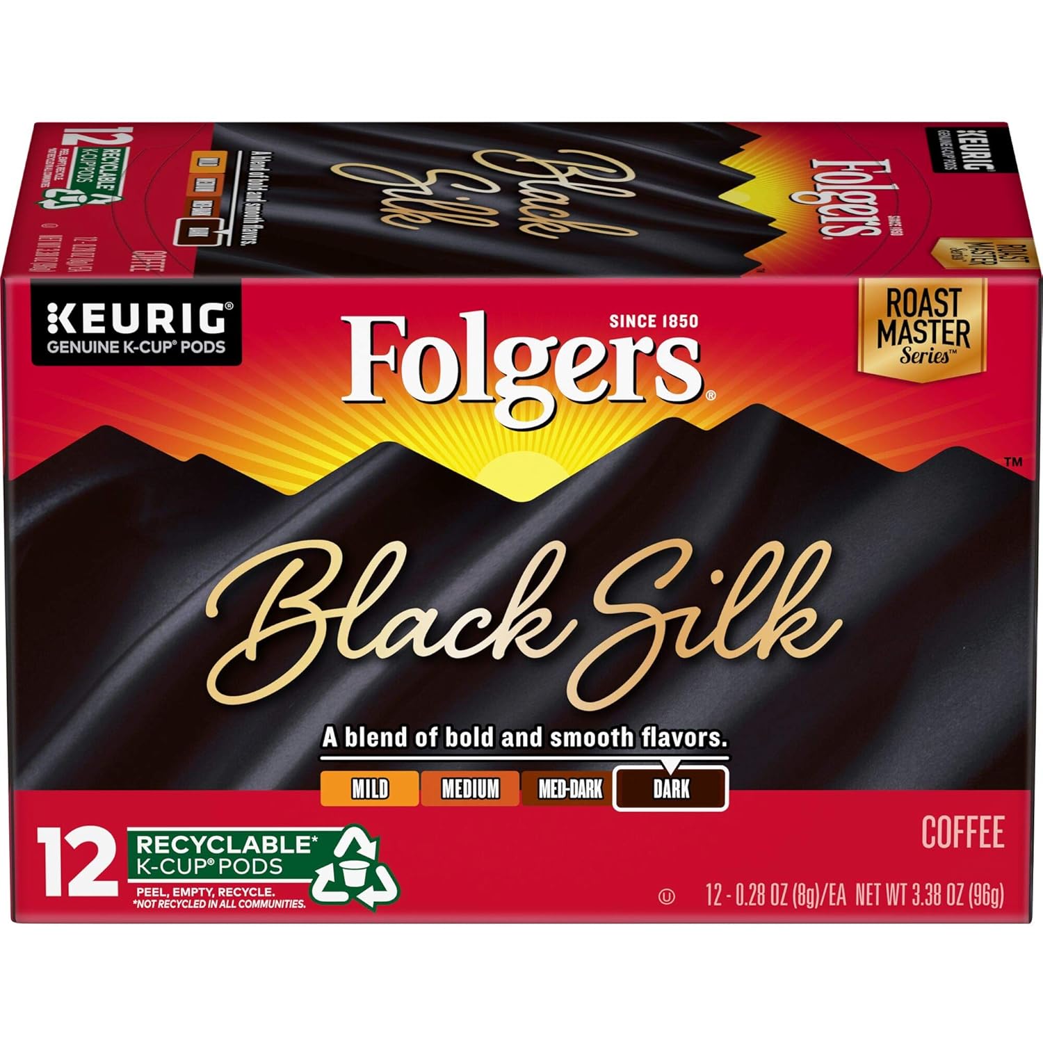 Folgers Black Silk Dark Roast Coffee, 12 Keurig K-Cup Pods (Pack of 2) - View 2