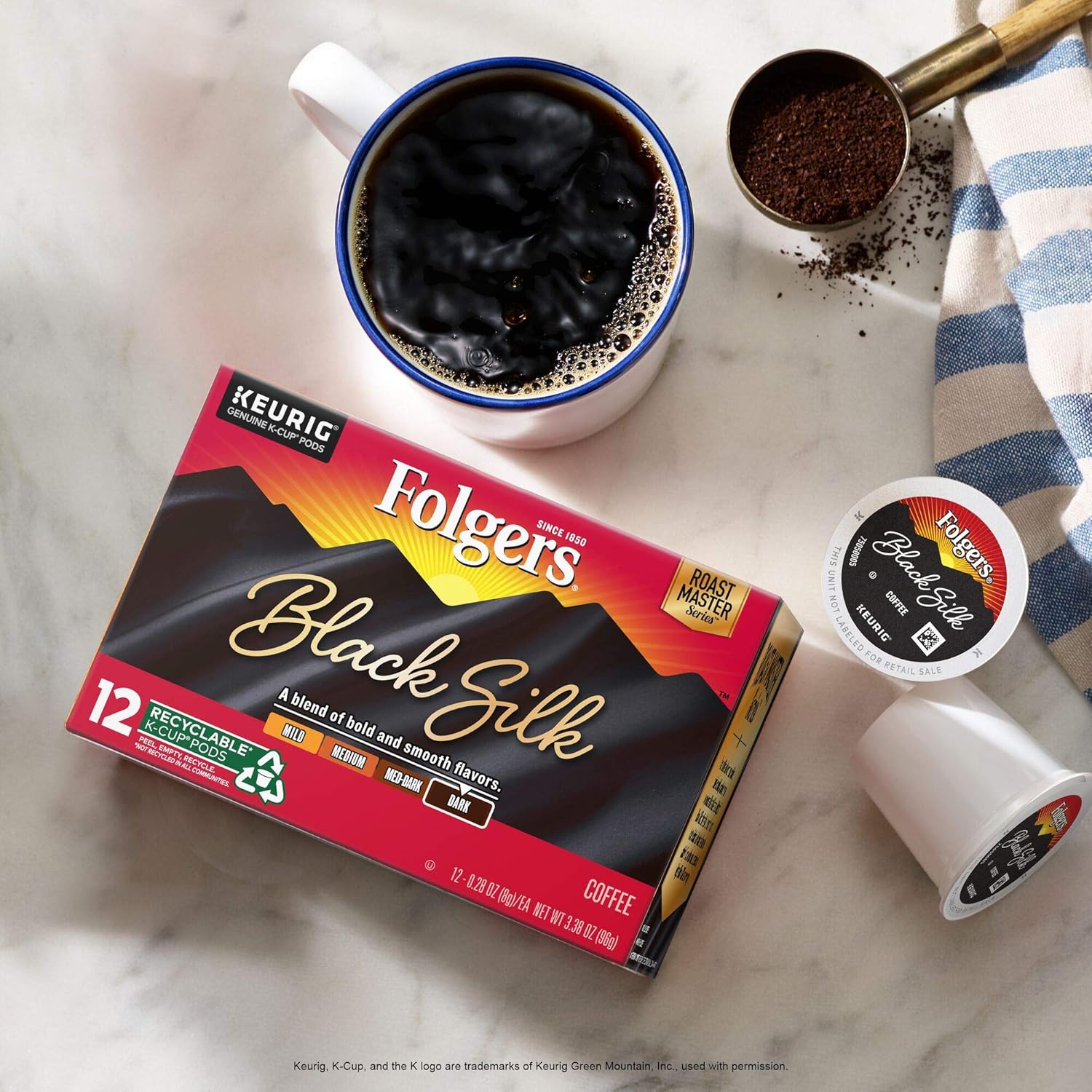 Folgers Black Silk Dark Roast Coffee, 12 Keurig K-Cup Pods (Pack of 2) - View 4