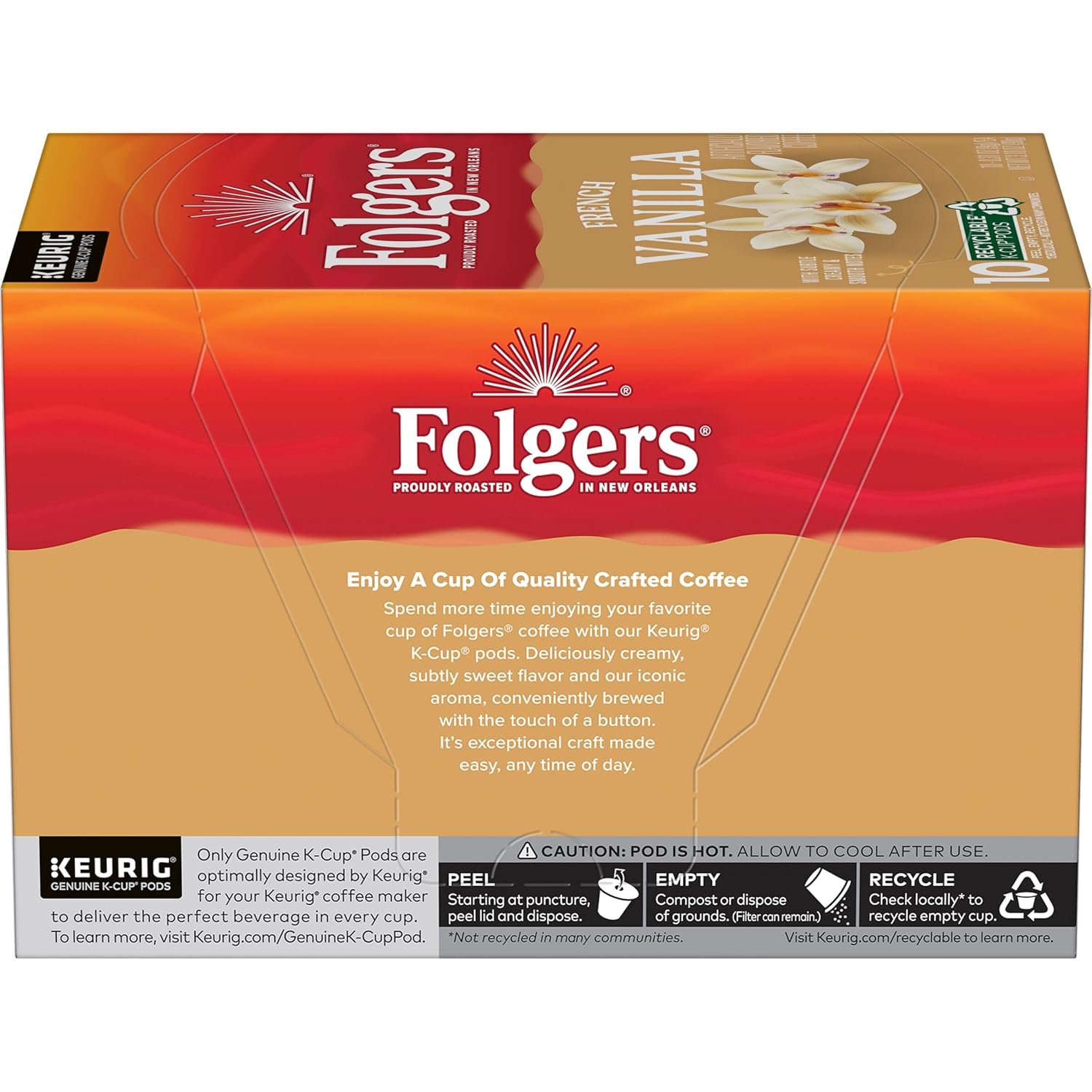 Folgers French Vanilla Artificially Flavored Coffee, Keurig K-Cup Pods, 10 - View 2