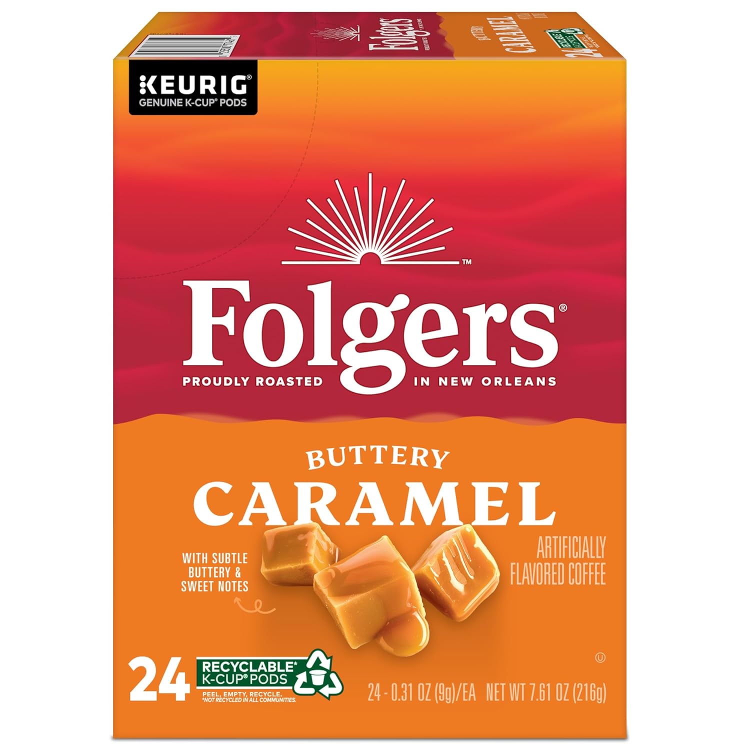 Folgers Caramel Drizzle Flavored Coffee, 96 Keurig K-Cup Pods - View 3