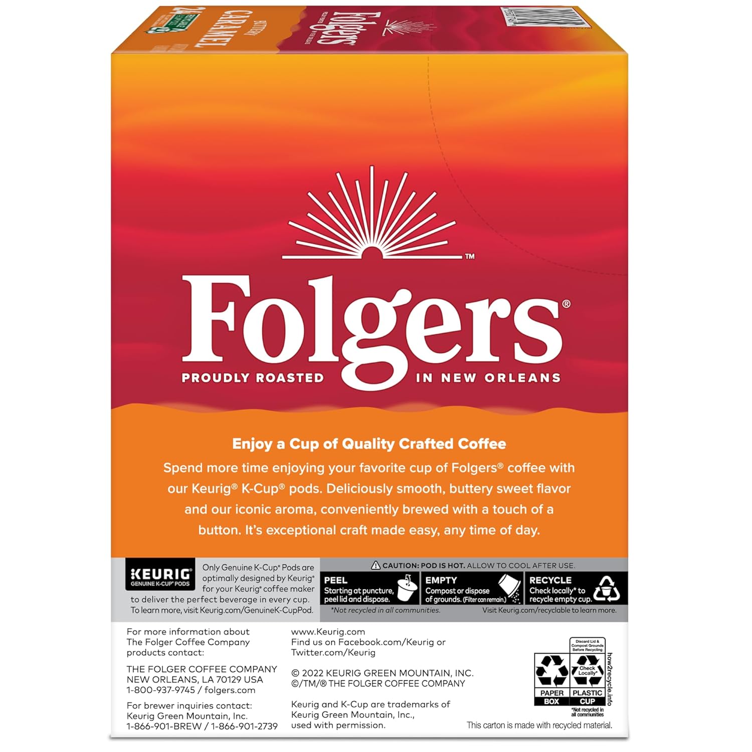 Folgers Caramel Drizzle Flavored Coffee, 96 Keurig K-Cup Pods - View 6