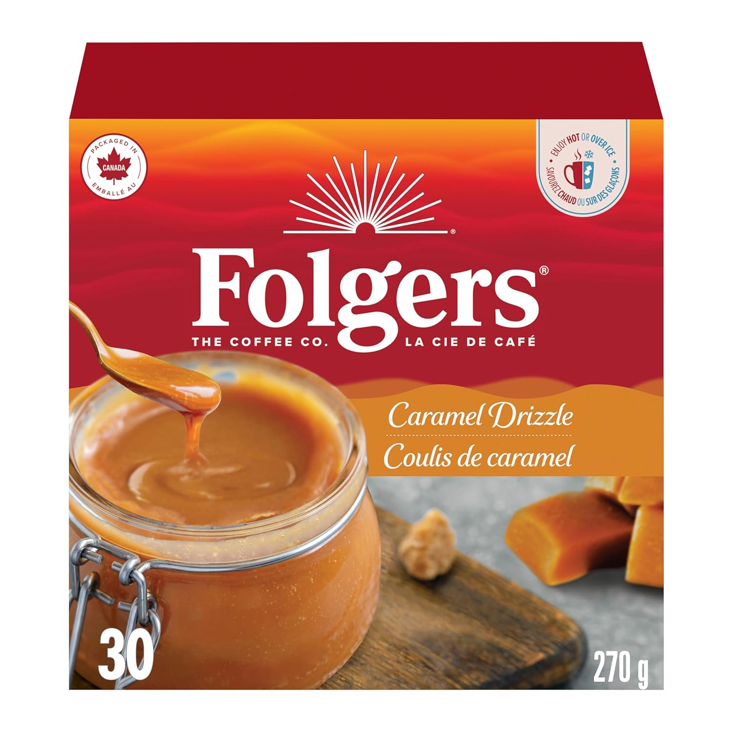 Folgers Caramel Drizzle Flavoured Coffee, Single-Serve K-Cup Pods For Keurig - View 2