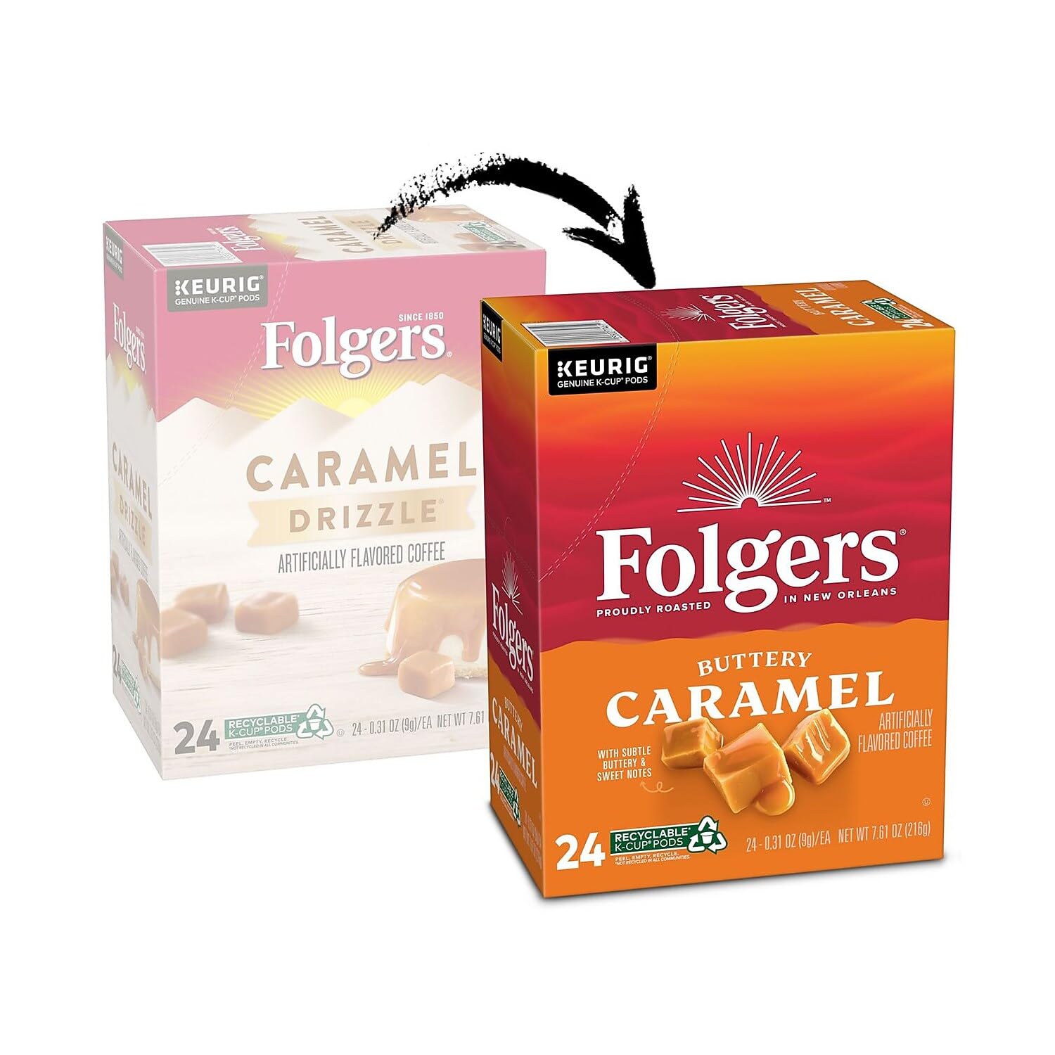 Folgers 6680 Caramel Drizzle Coffee K-Cups, 24/box - View 3