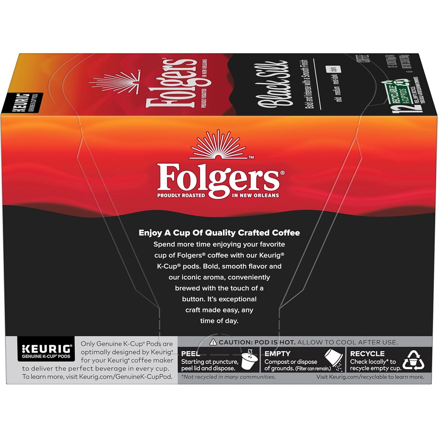 Folgers Black Silk Dark Roast Coffee, 12 Keurig K-Cup Pods - View 4
